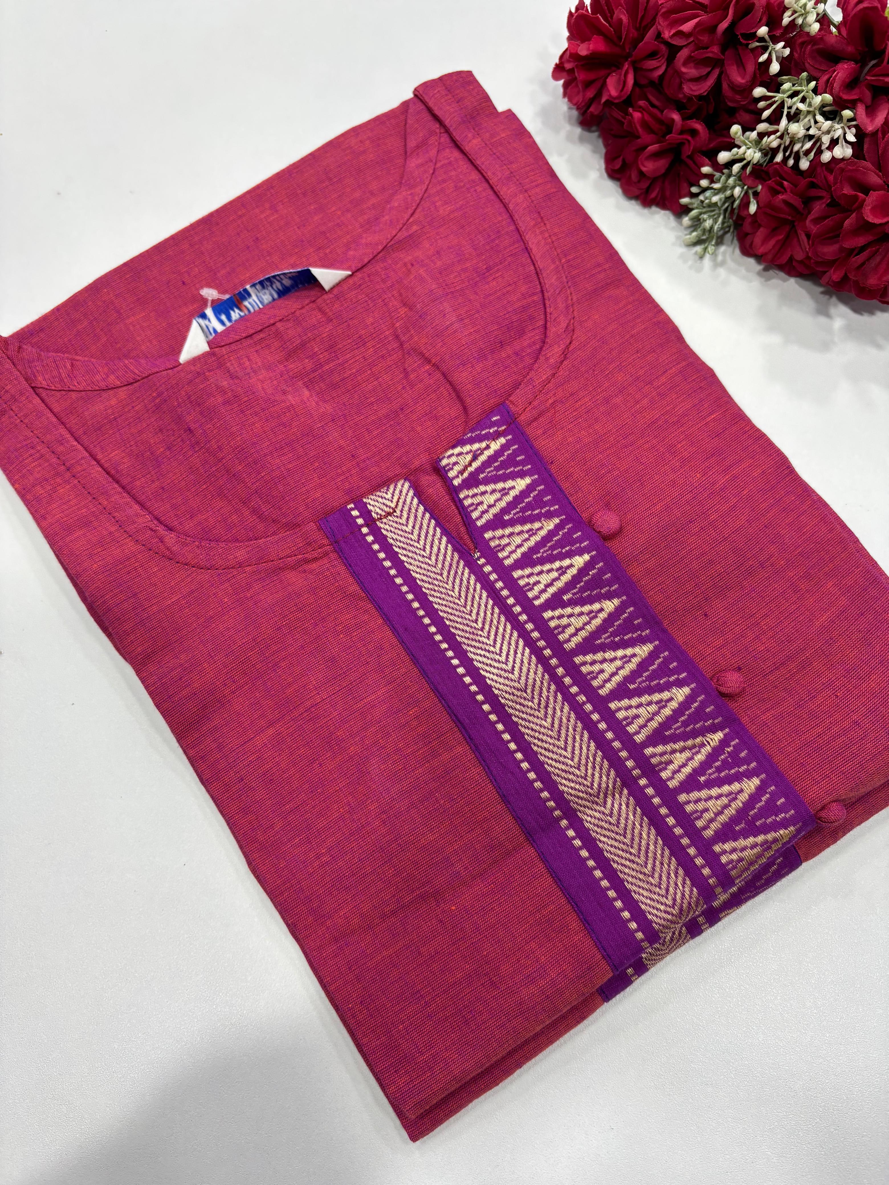 SS7857 Chettinad Cotton Side Open Kurti