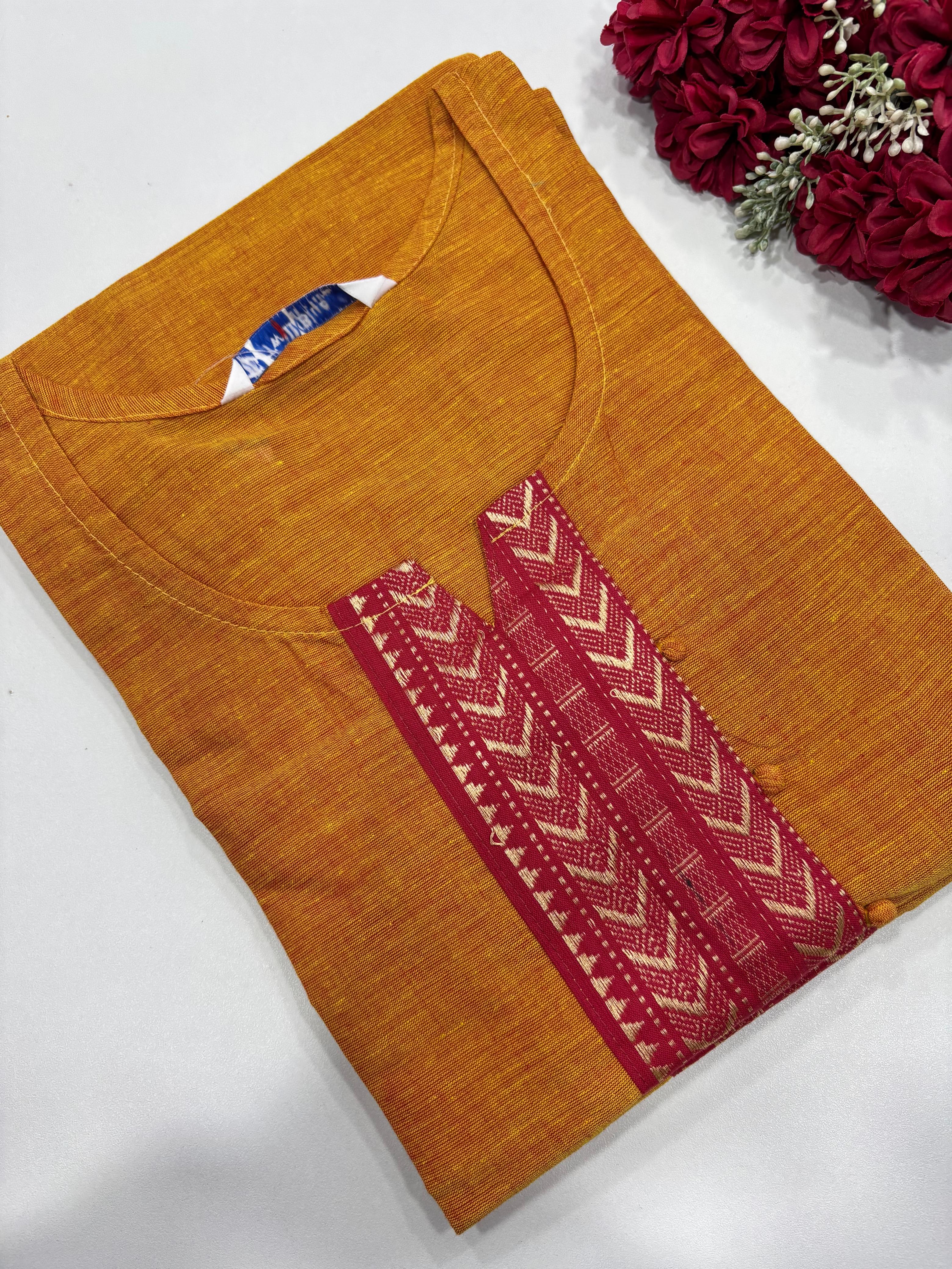 SS7858 Chettinad Cotton Side Open Kurti