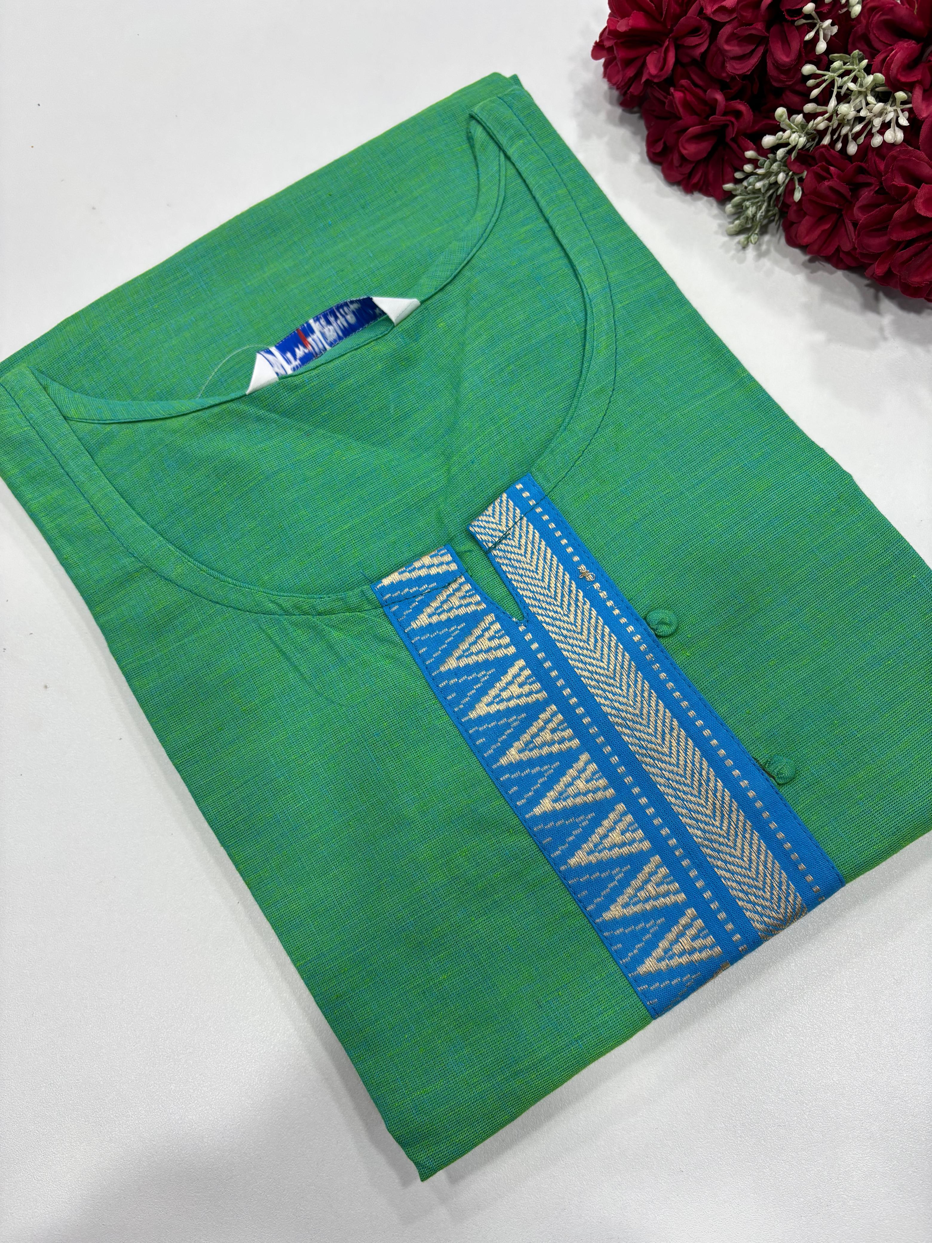SS7862 Chettinad Cotton Side Open Kurti