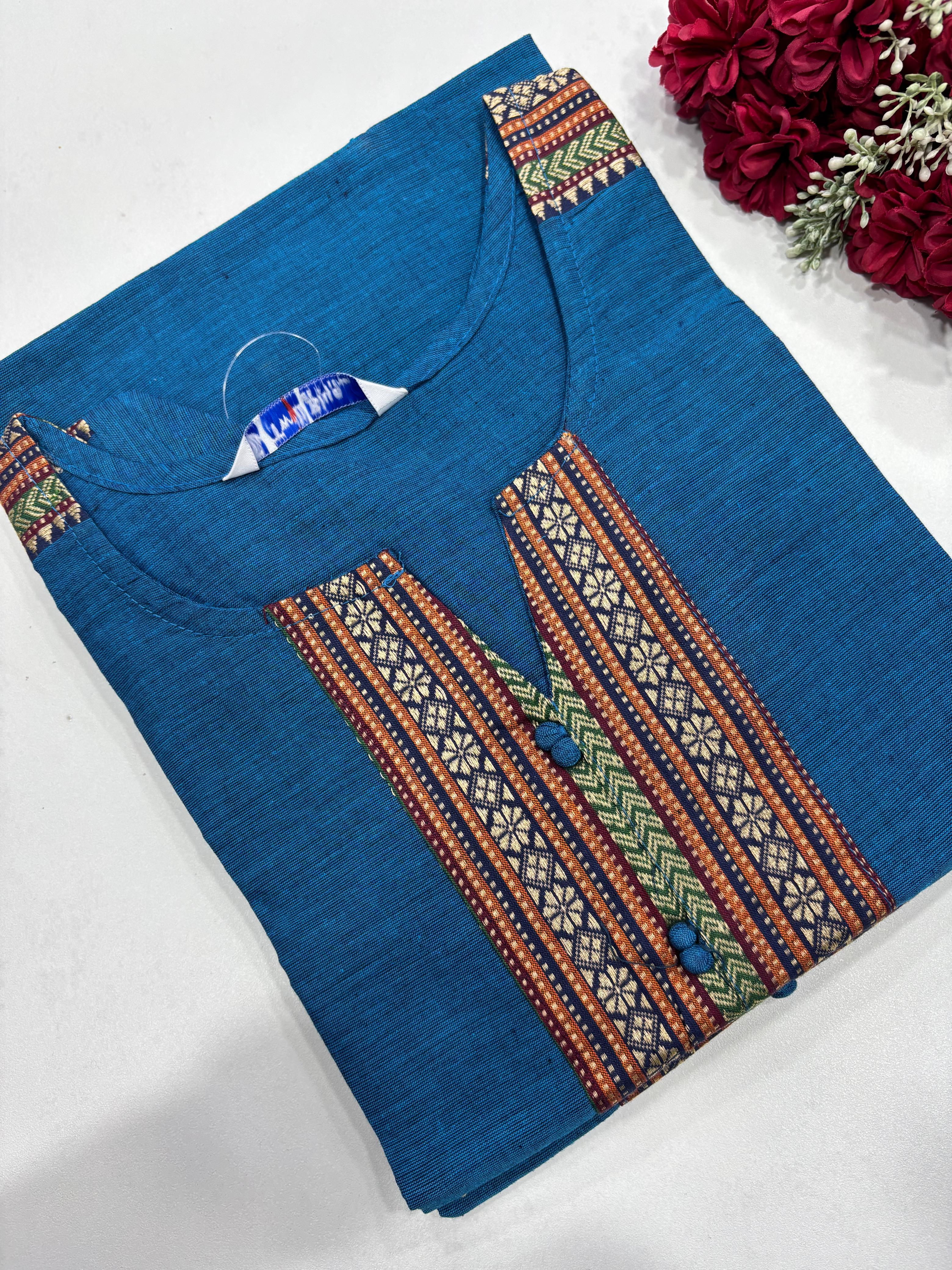 SS7860 Chettinad Cotton Side Open Kurti
