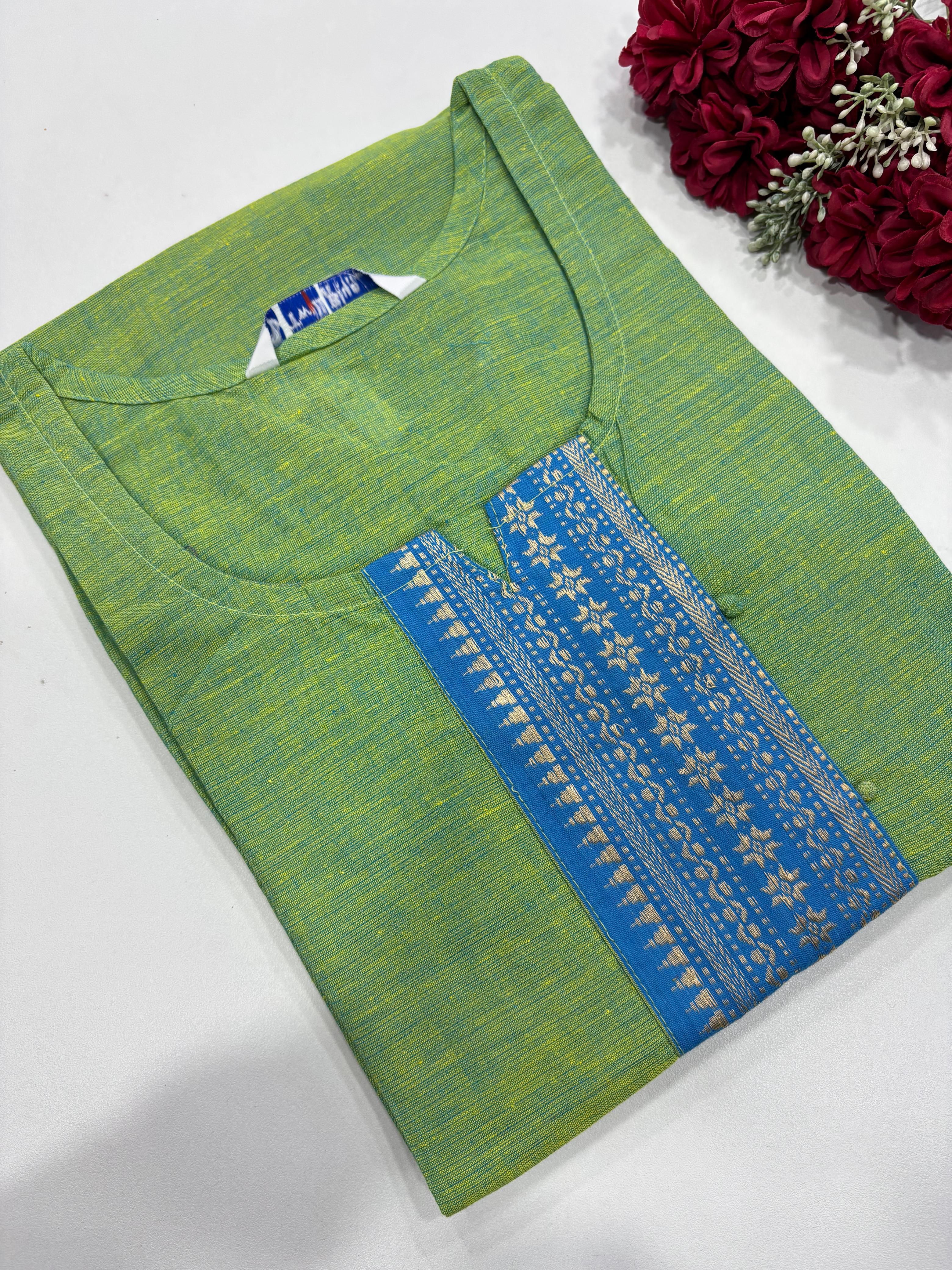 SS7865 Chettinad Cotton Side Open Kurti