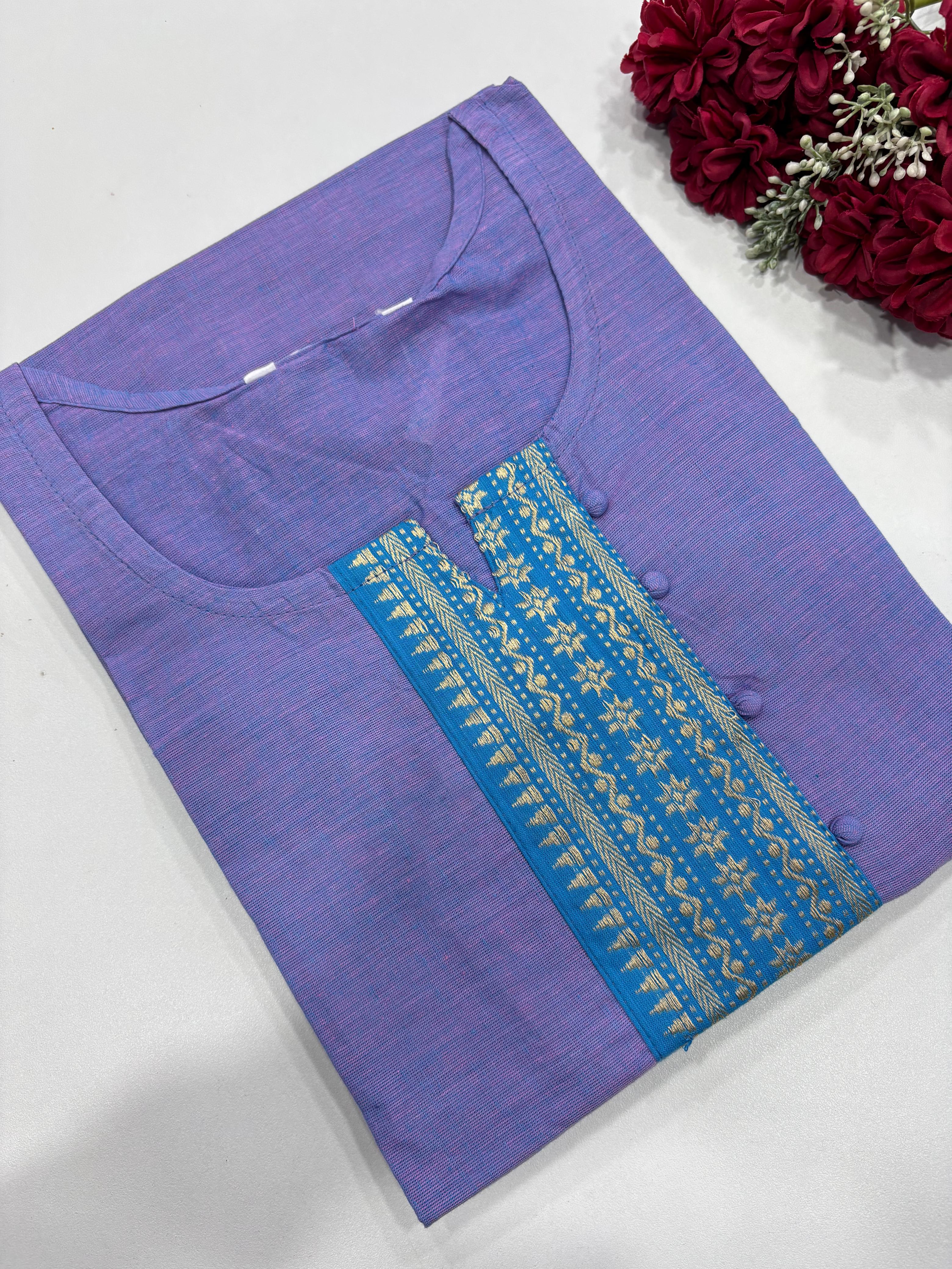 SS7863 Chettinad Cotton Side Open Kurti