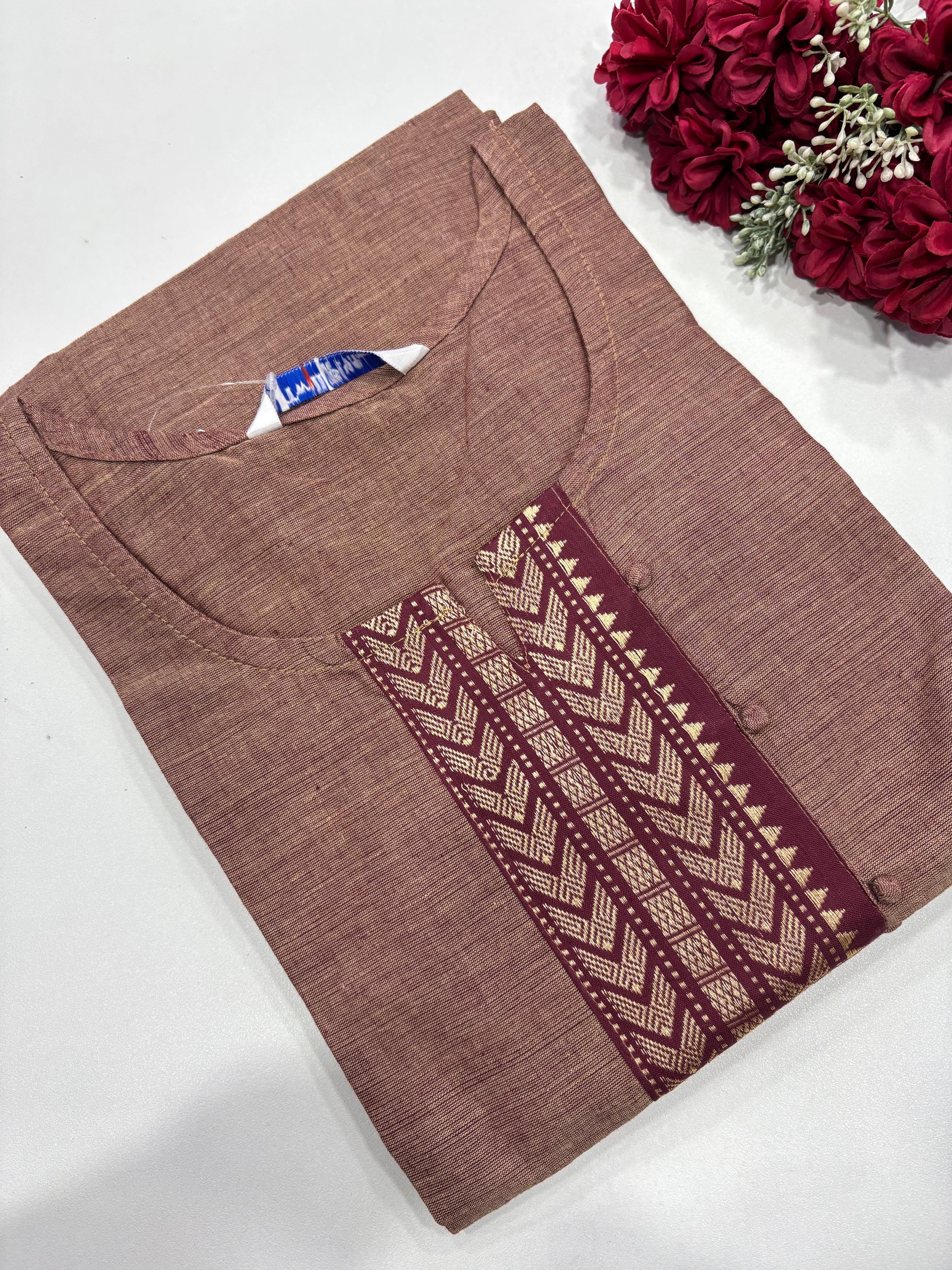 SS7864 Chettinad Cotton Side Open Kurti
