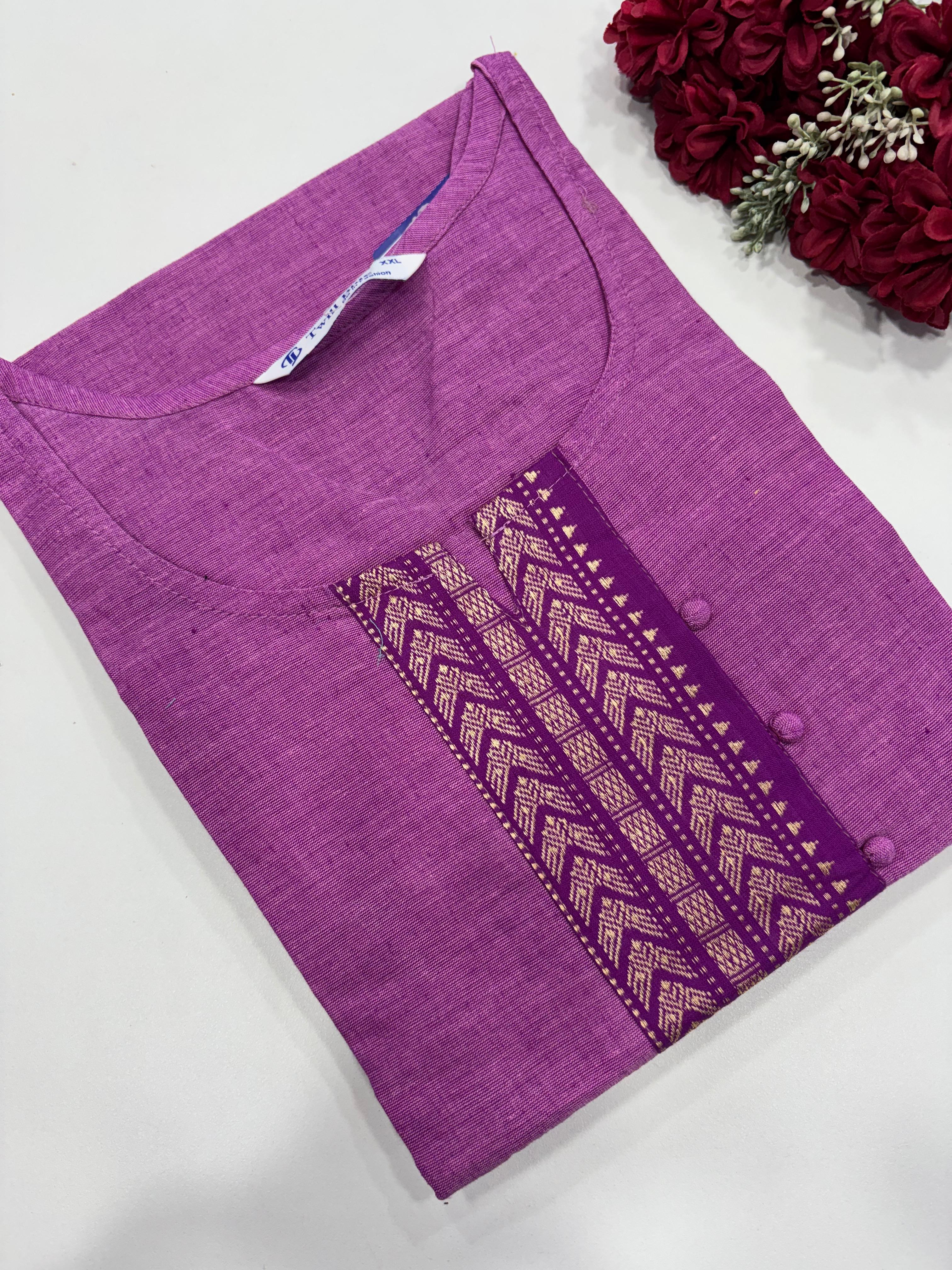 SS7866 Chettinad Cotton Side Open Kurti