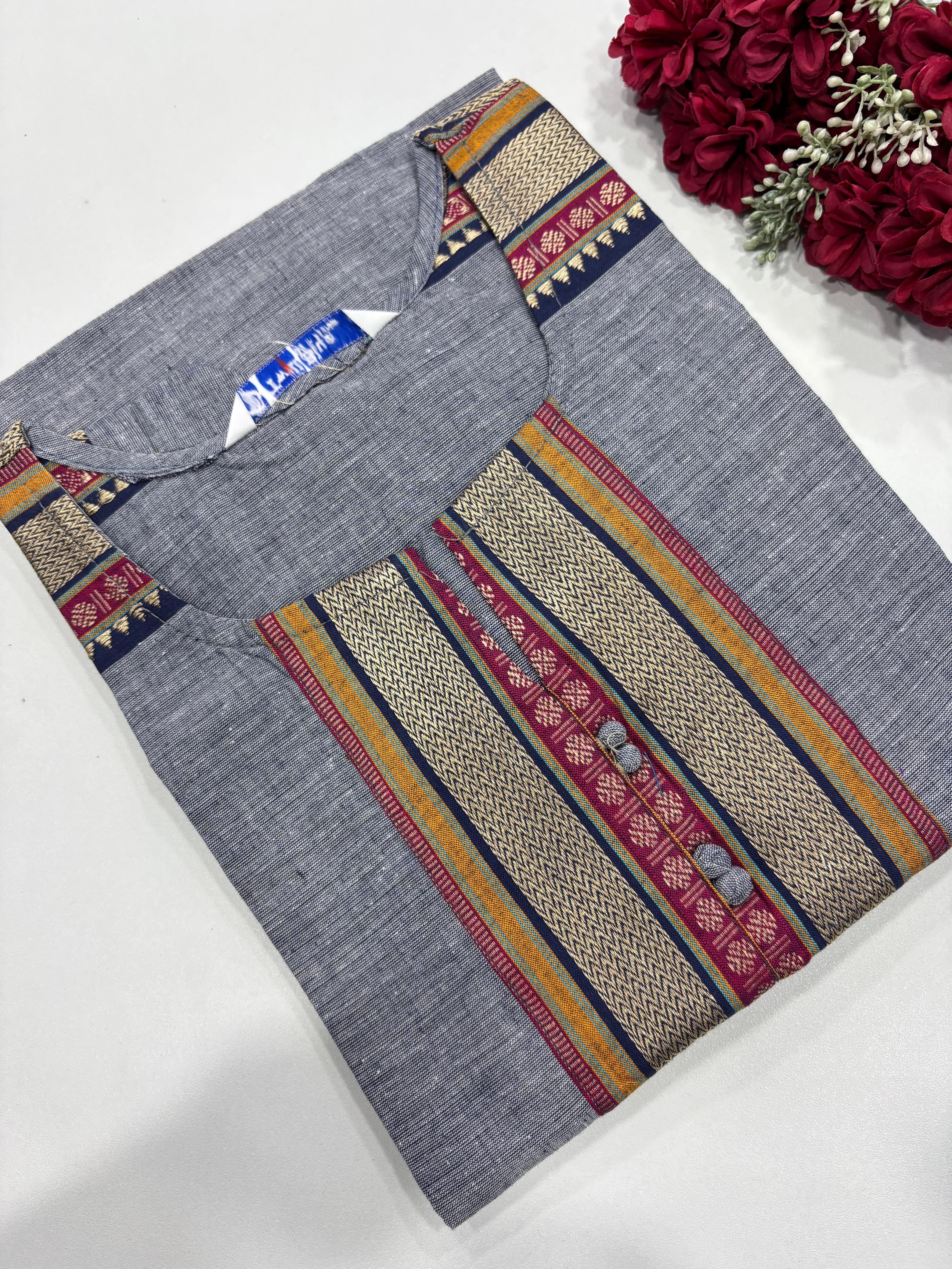 SS7870 Chettinad Cotton Side Open Kurti
