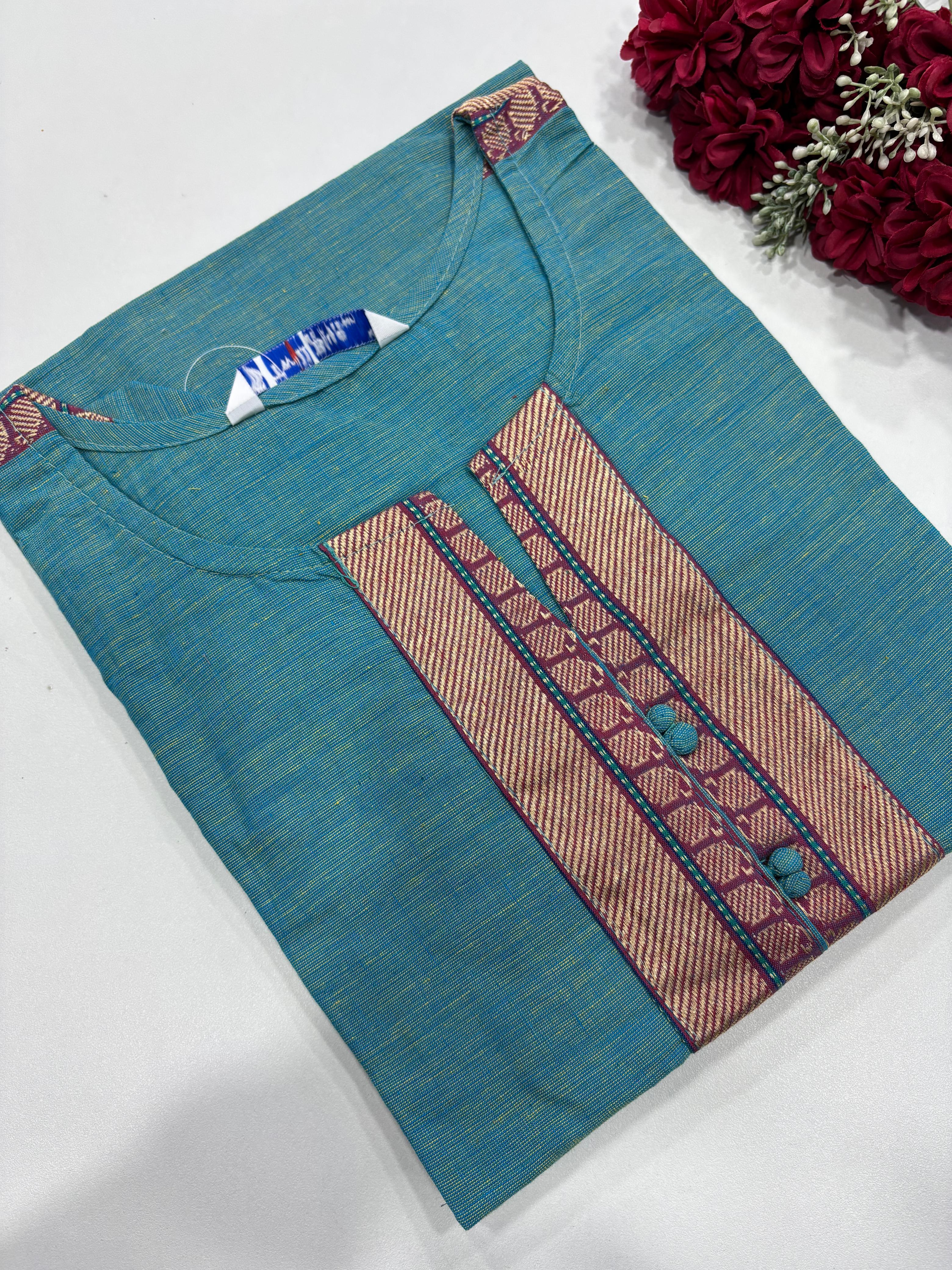 SS7868 Chettinad Cotton Side Open Kurti