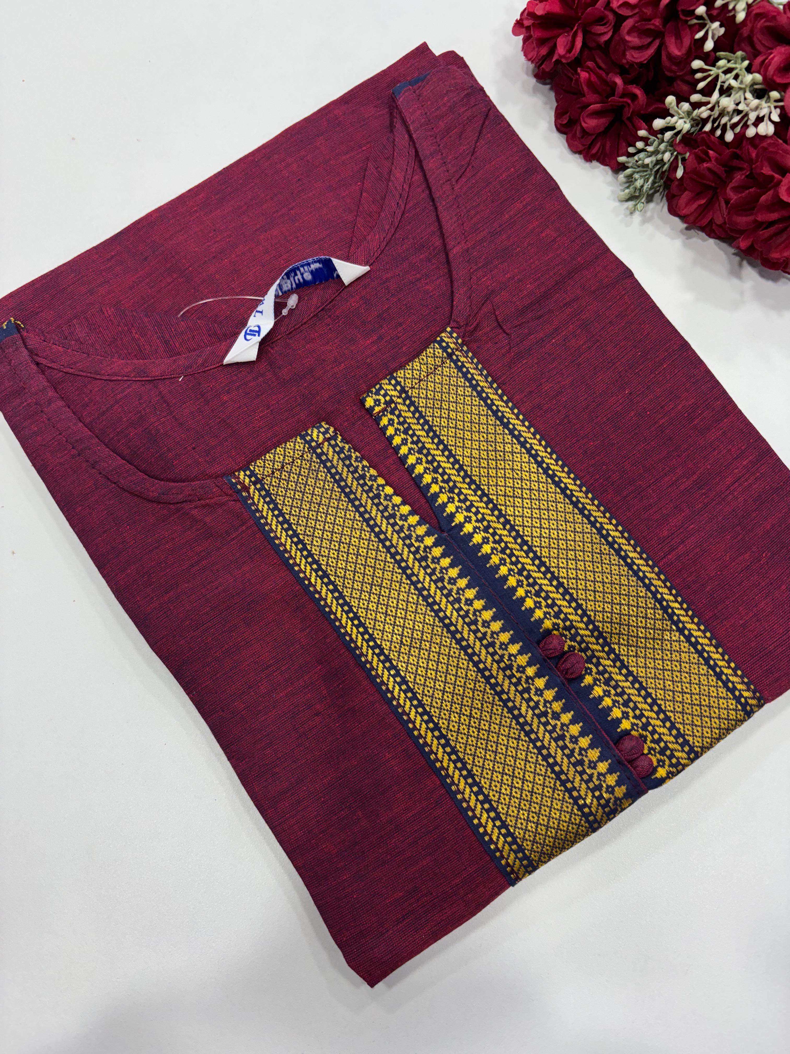 SS7856 Chettinad Cotton Side Open Kurti