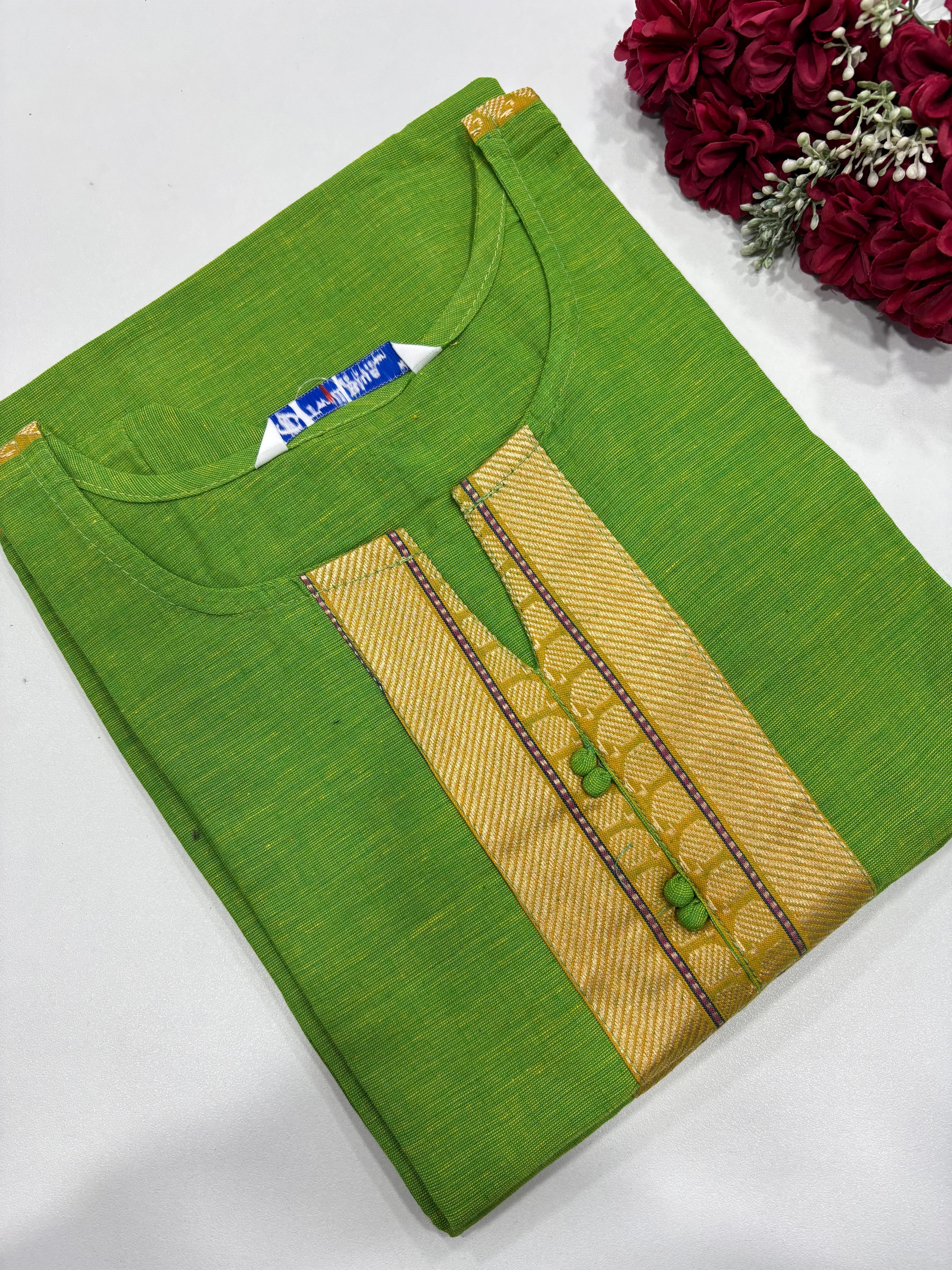 SS7872 Chettinad Cotton Side Open Kurti