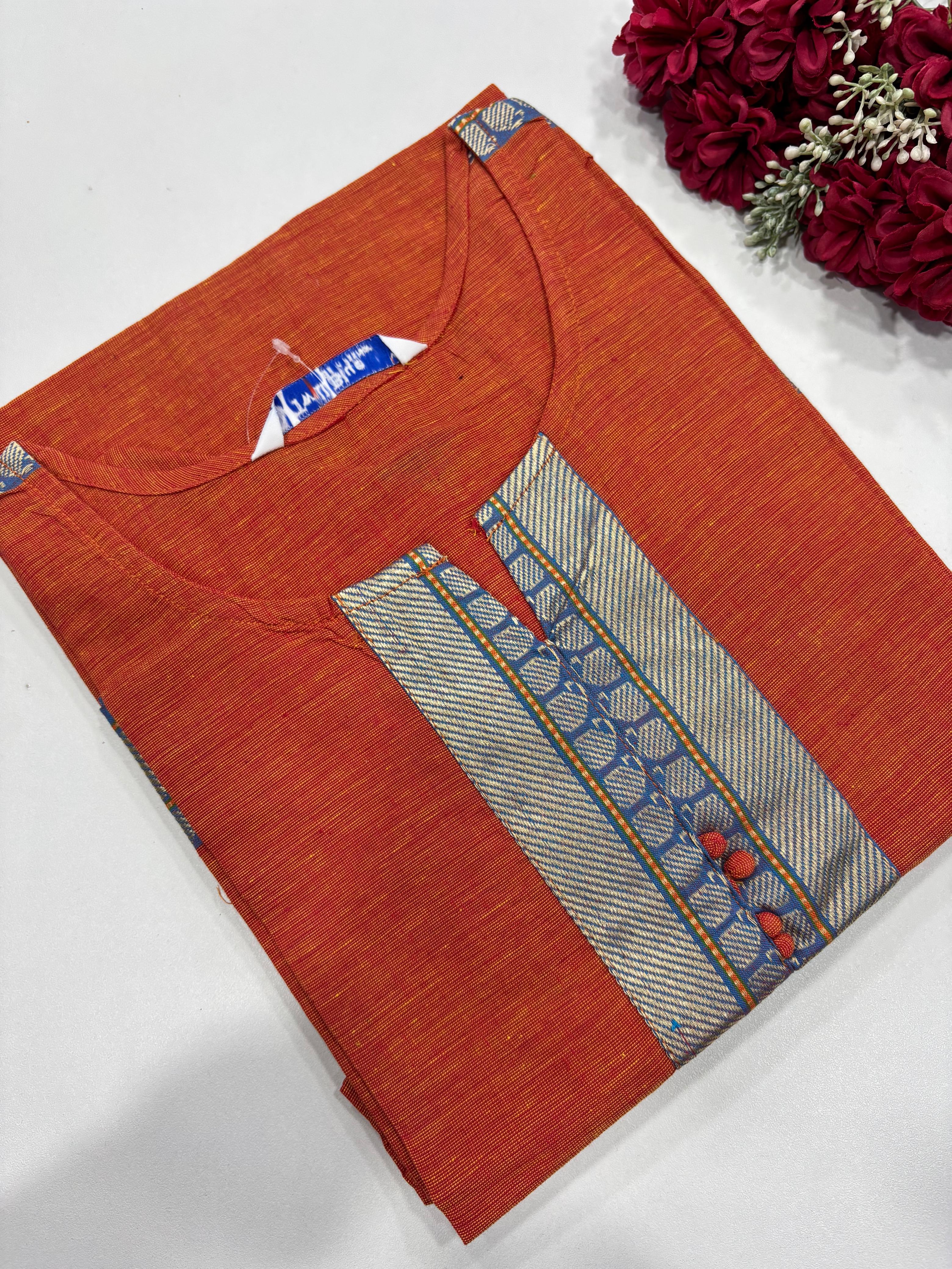SS7873 Chettinad Cotton Side Open Kurti