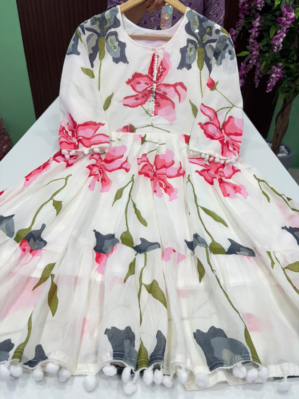 SS7883 Mul Cotton 2 tiered Frock