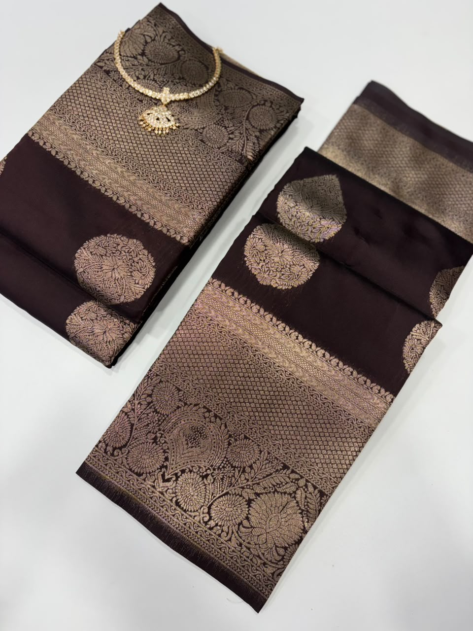 SS7889 Coffee Brown Lichi silk saree