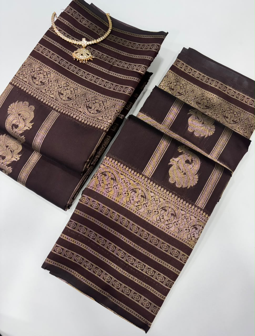 SS7891 Coffee Brown Lichi silk saree