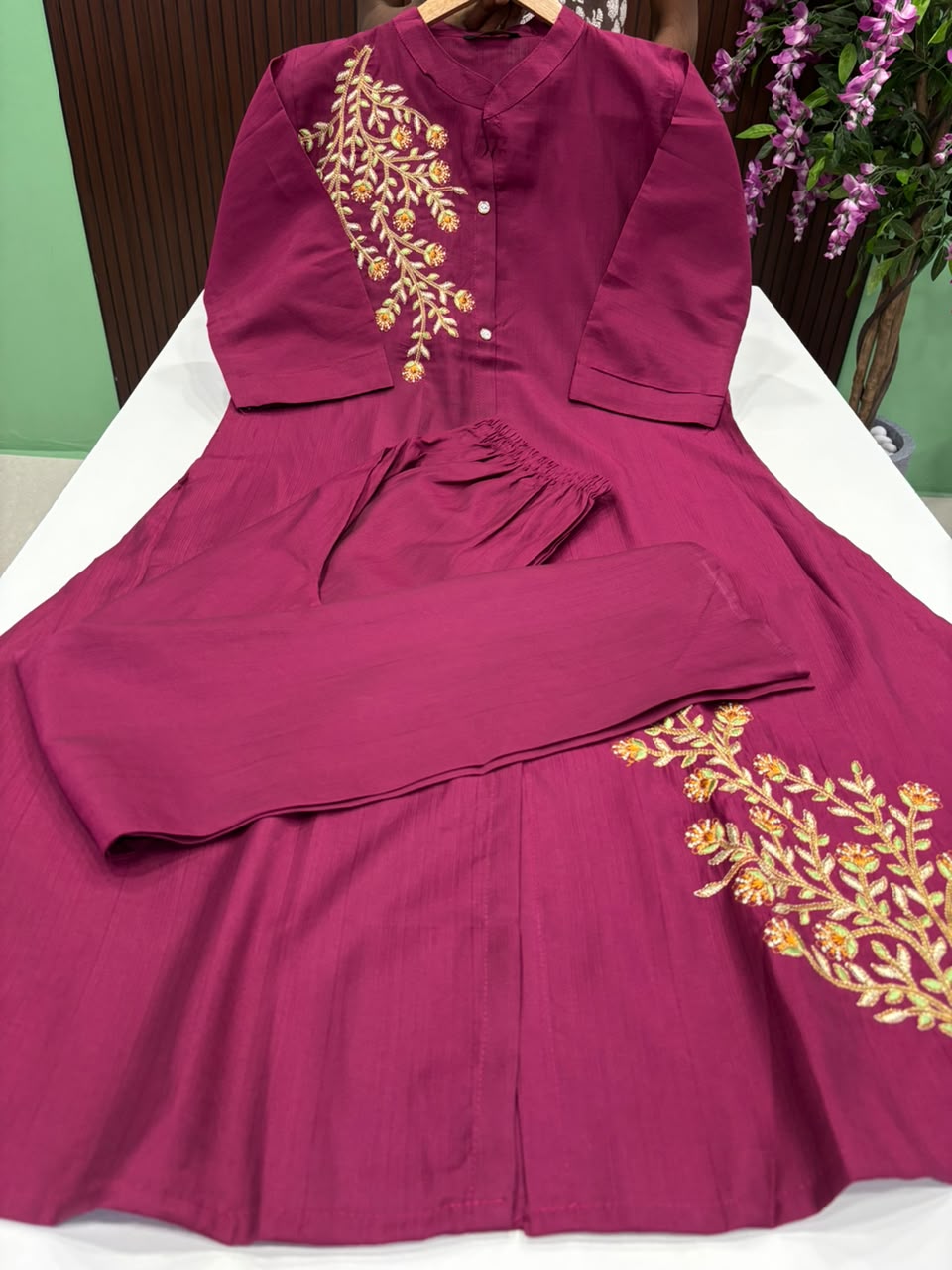 SS7895 Vatican Silk Co-ord Set - Magenta Purple