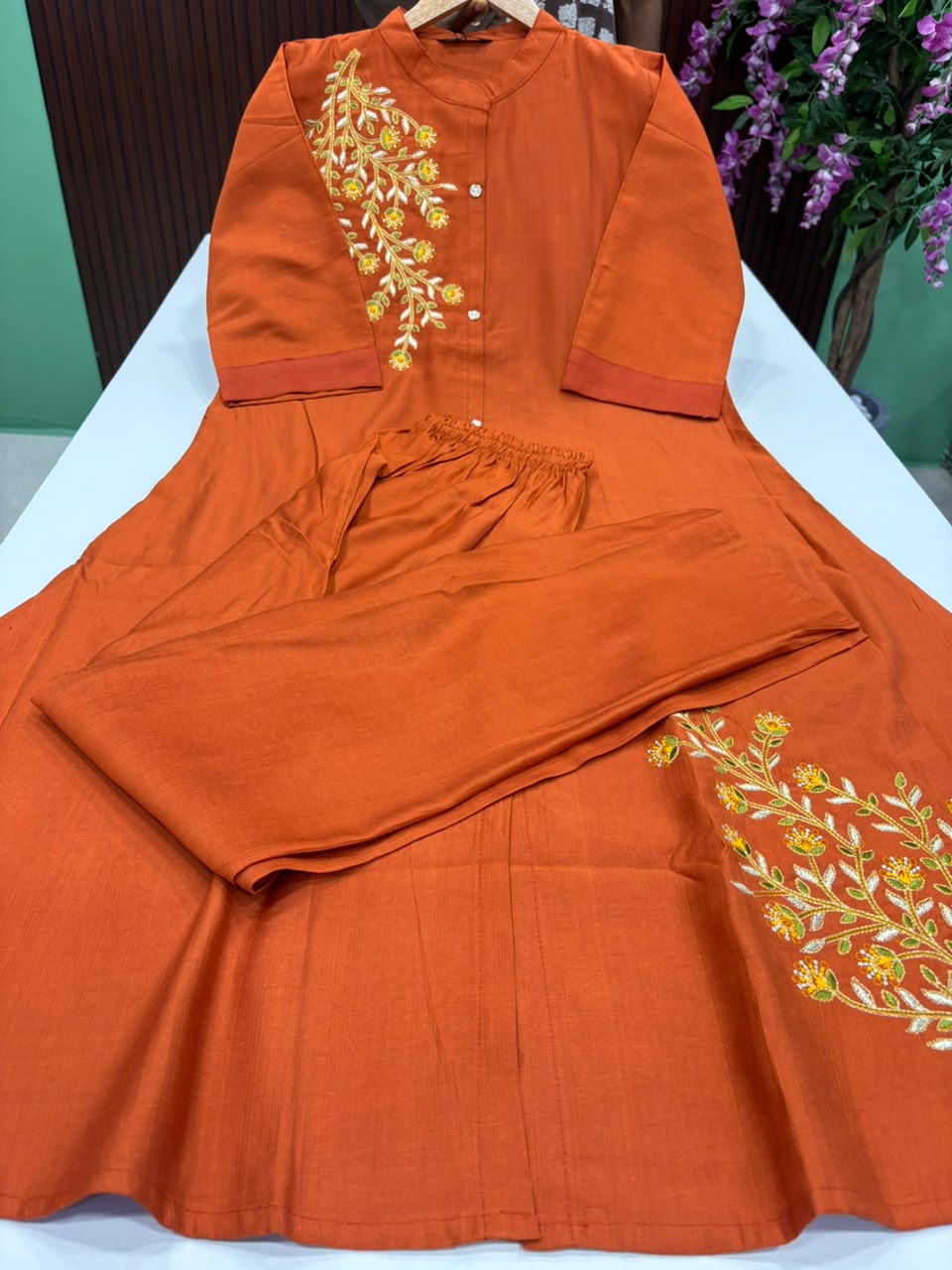SS7896 Vatican Silk Co-ord Set - Orange