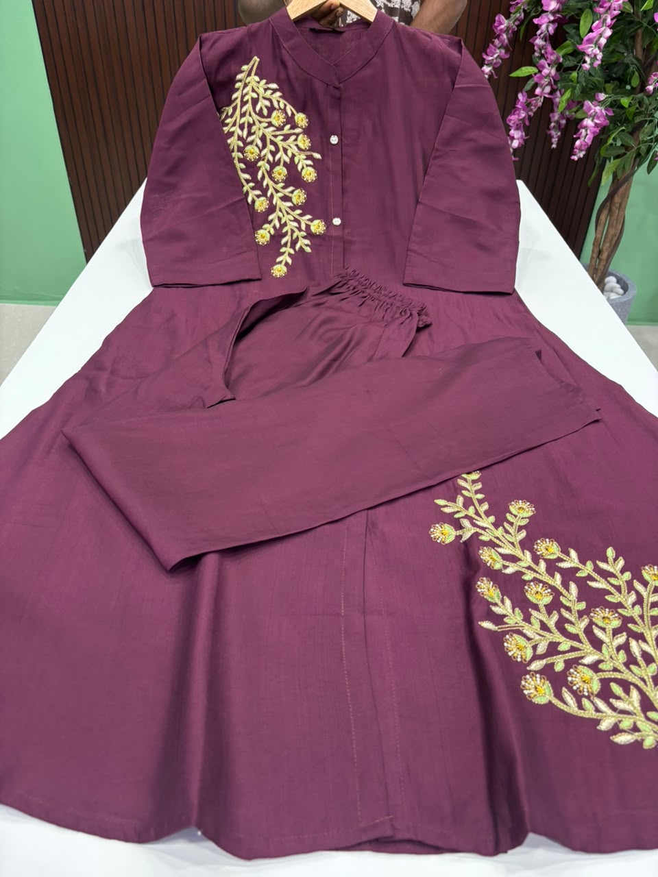 SS7897 Vatican Silk Co-ord Set - Dark Wine