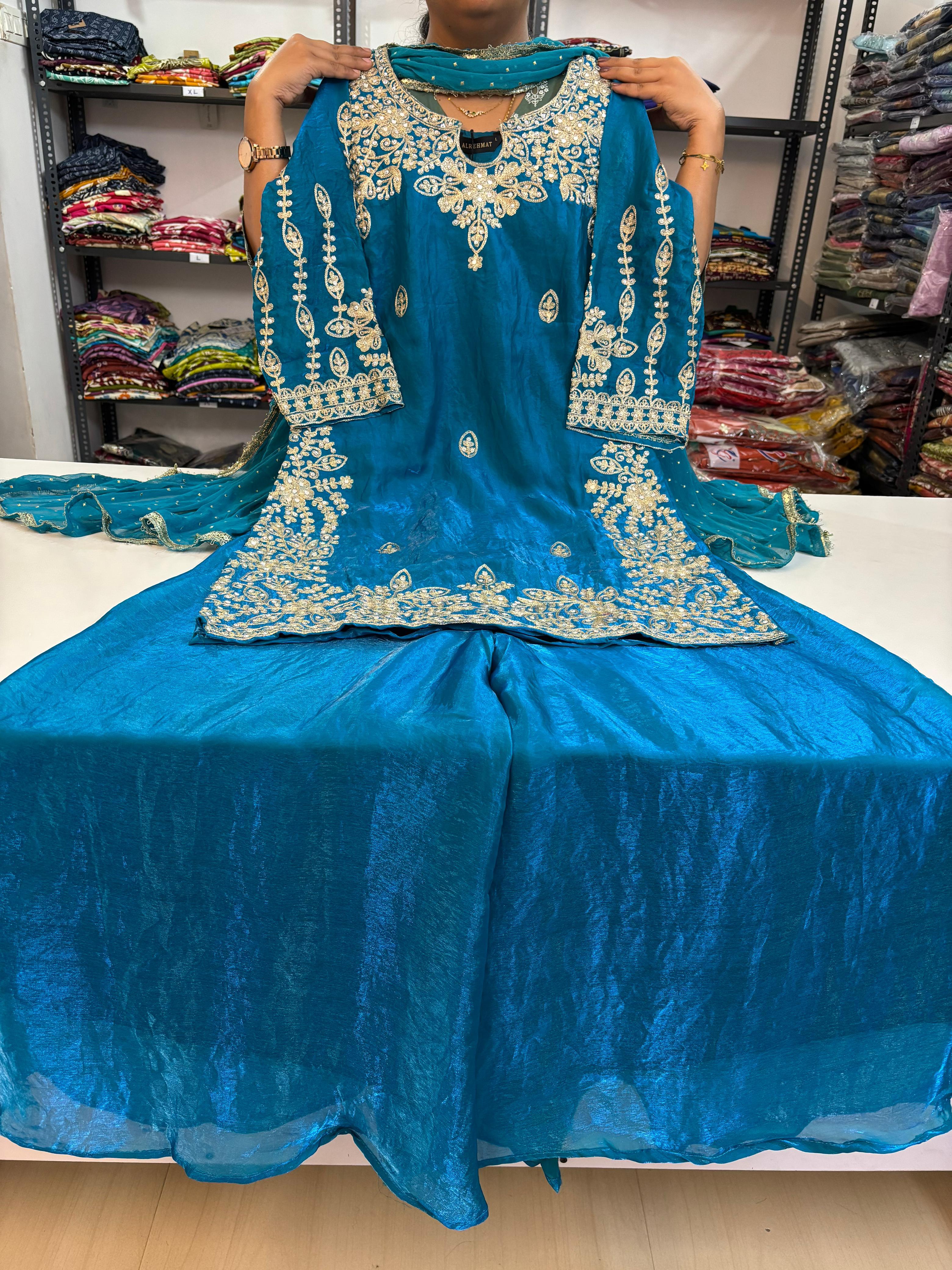 Satin Silk Sharara Suit