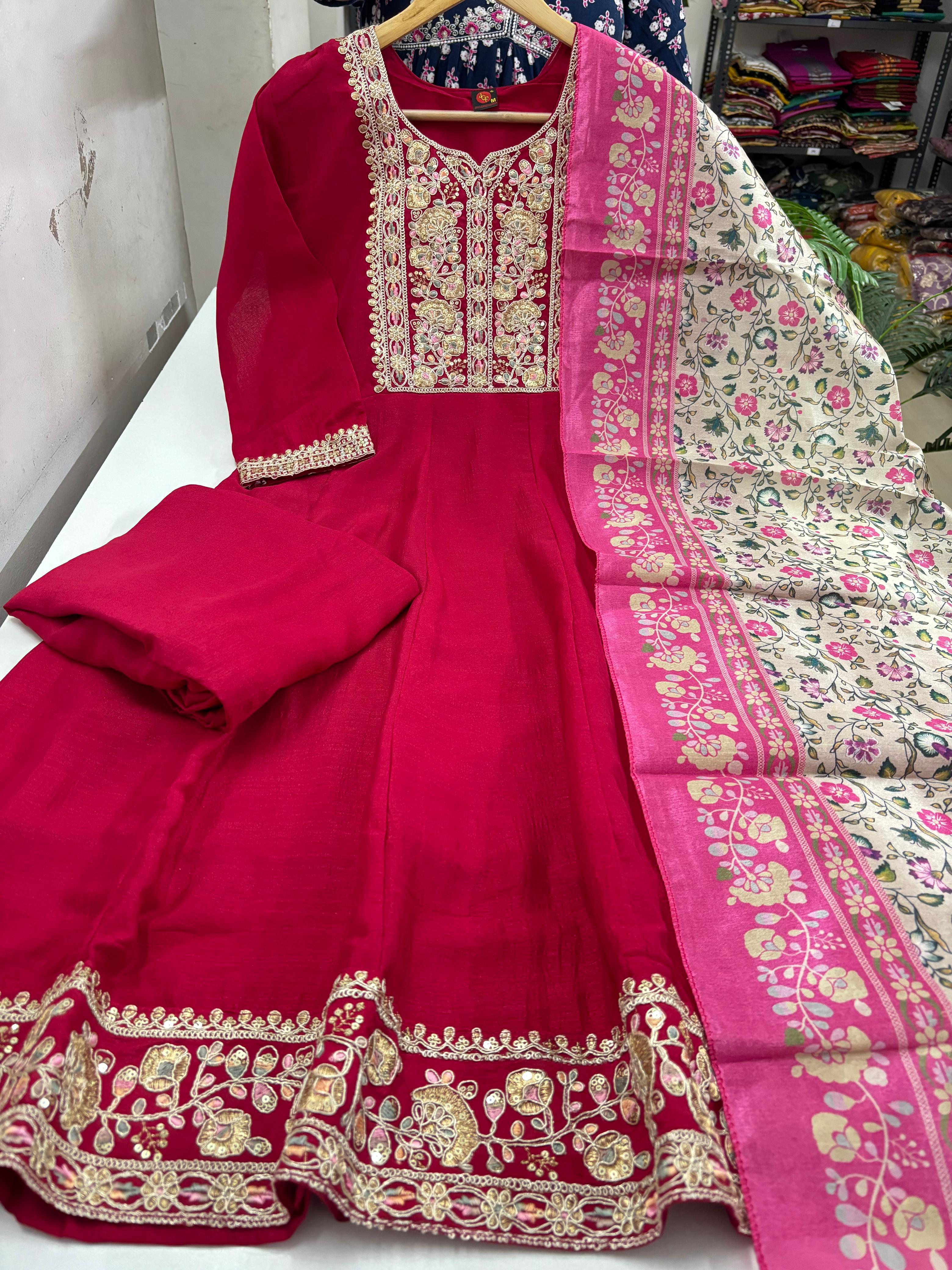 Vichitra Silk Anarkali Suit