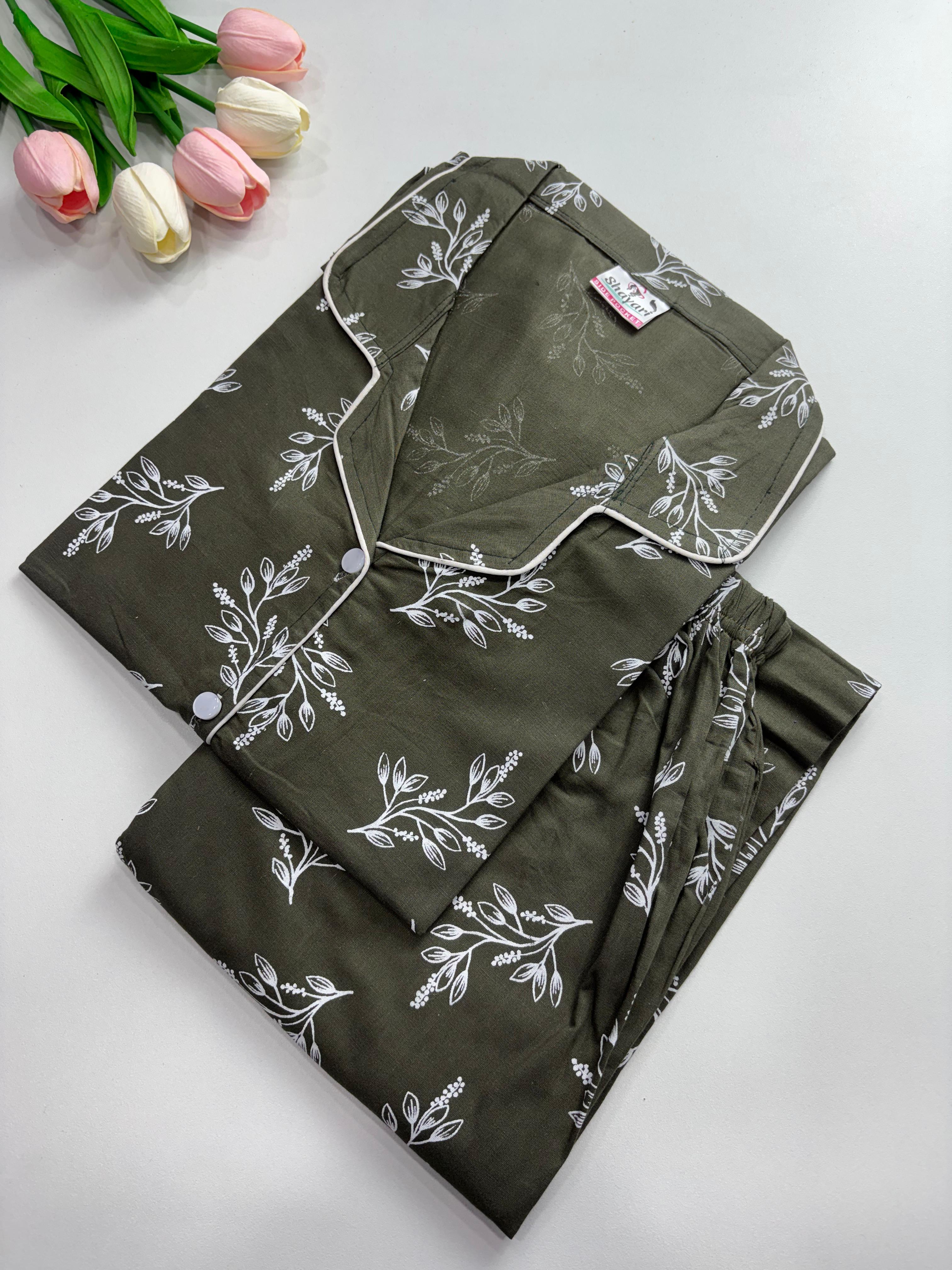 SS7965 Women’s Cotton Shirt and Pajama Set