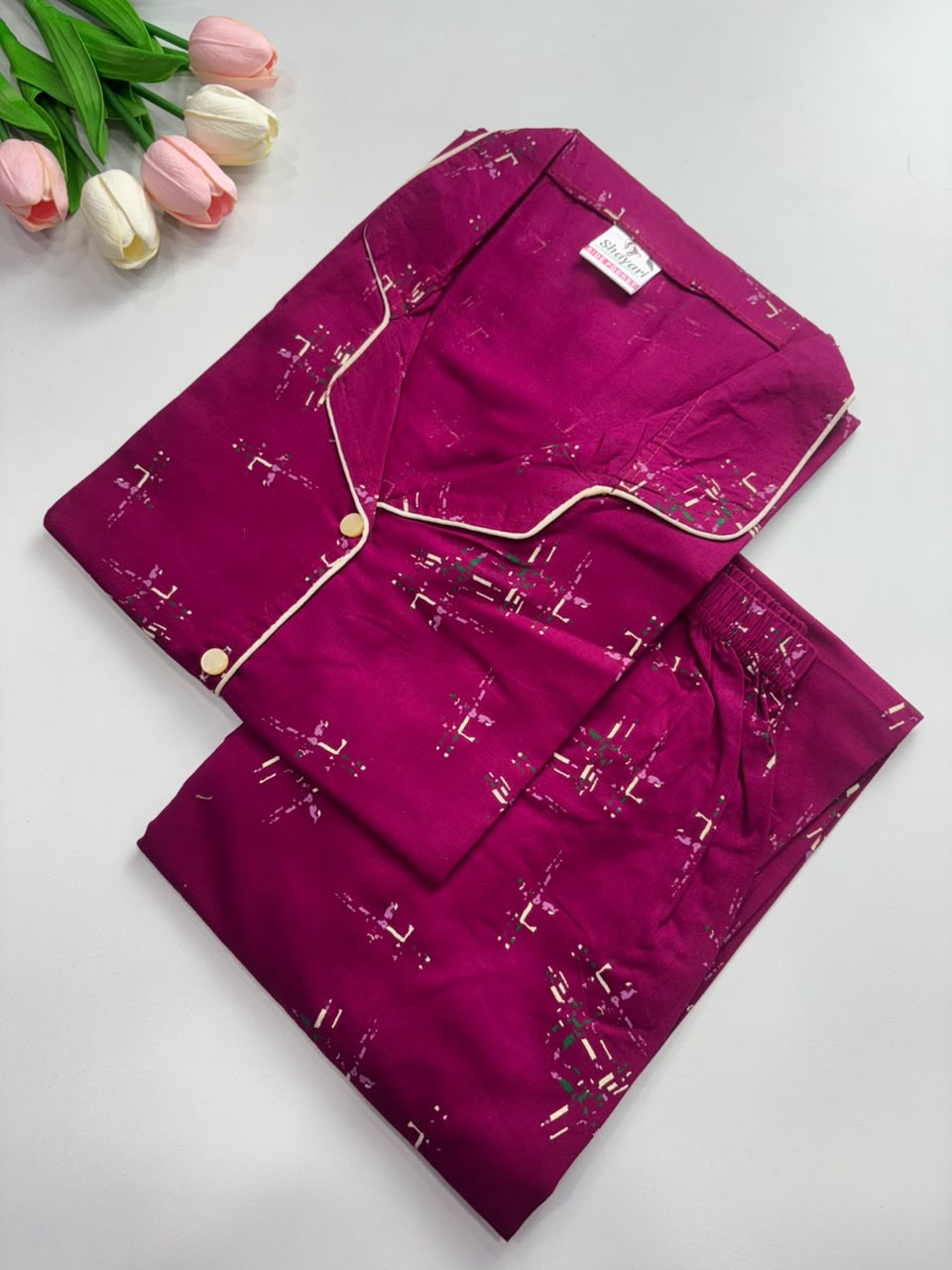 SS8002 Women’s Cotton Shirt and Pajama Set