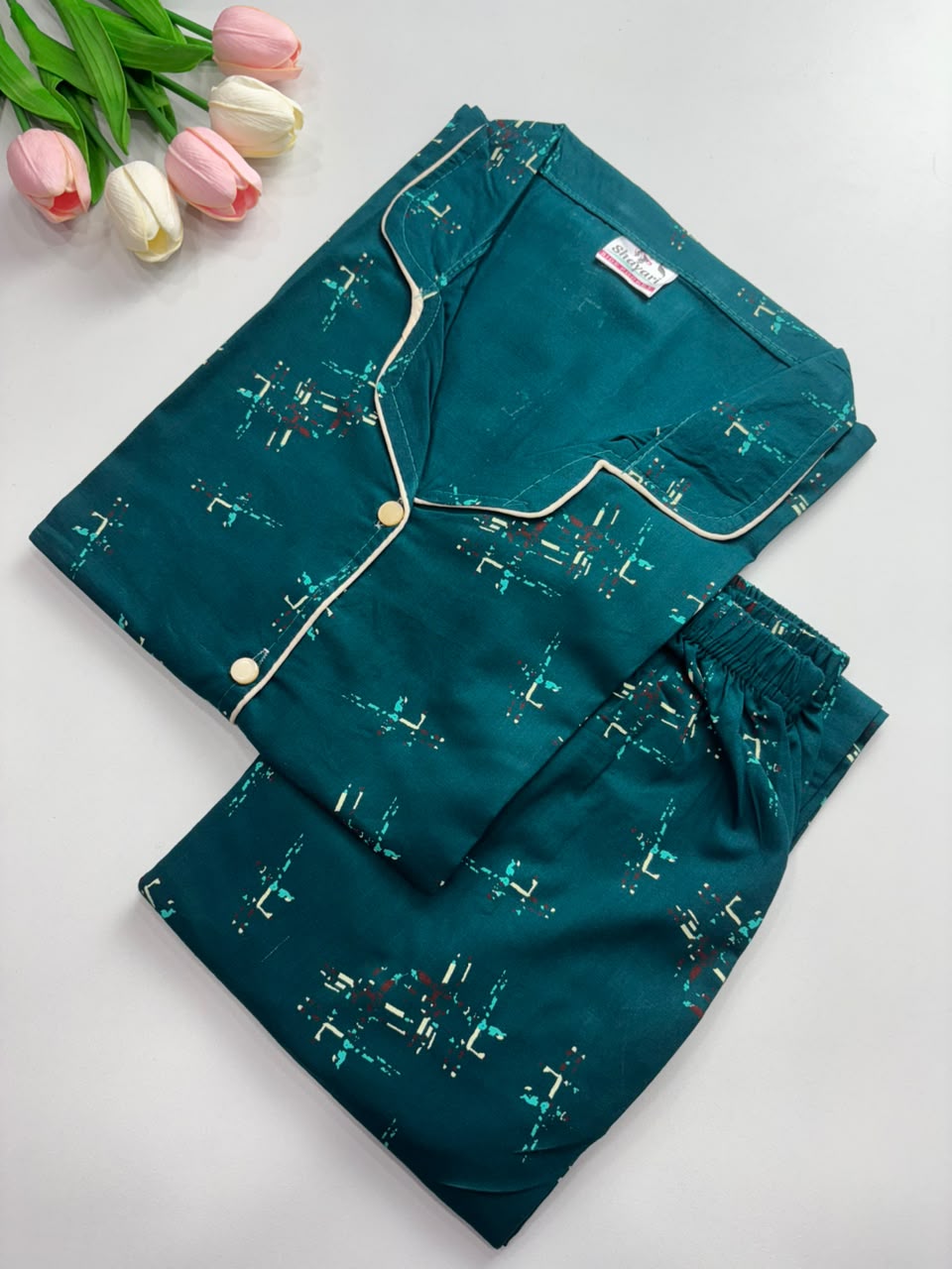 SS8003 Women’s Cotton Shirt and Pajama Set