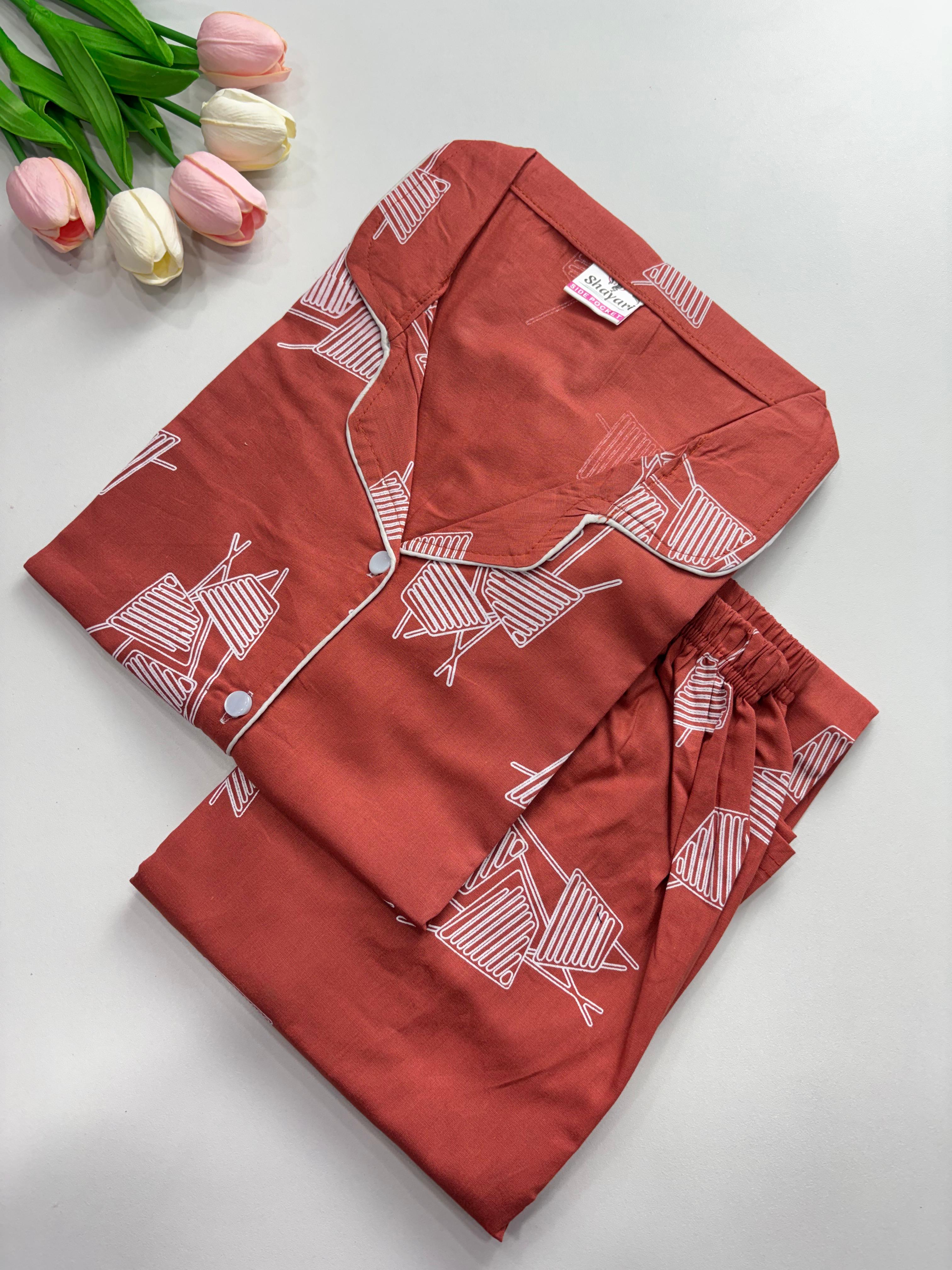 SS7932 Women’s Cotton Shirt and Pajama Set