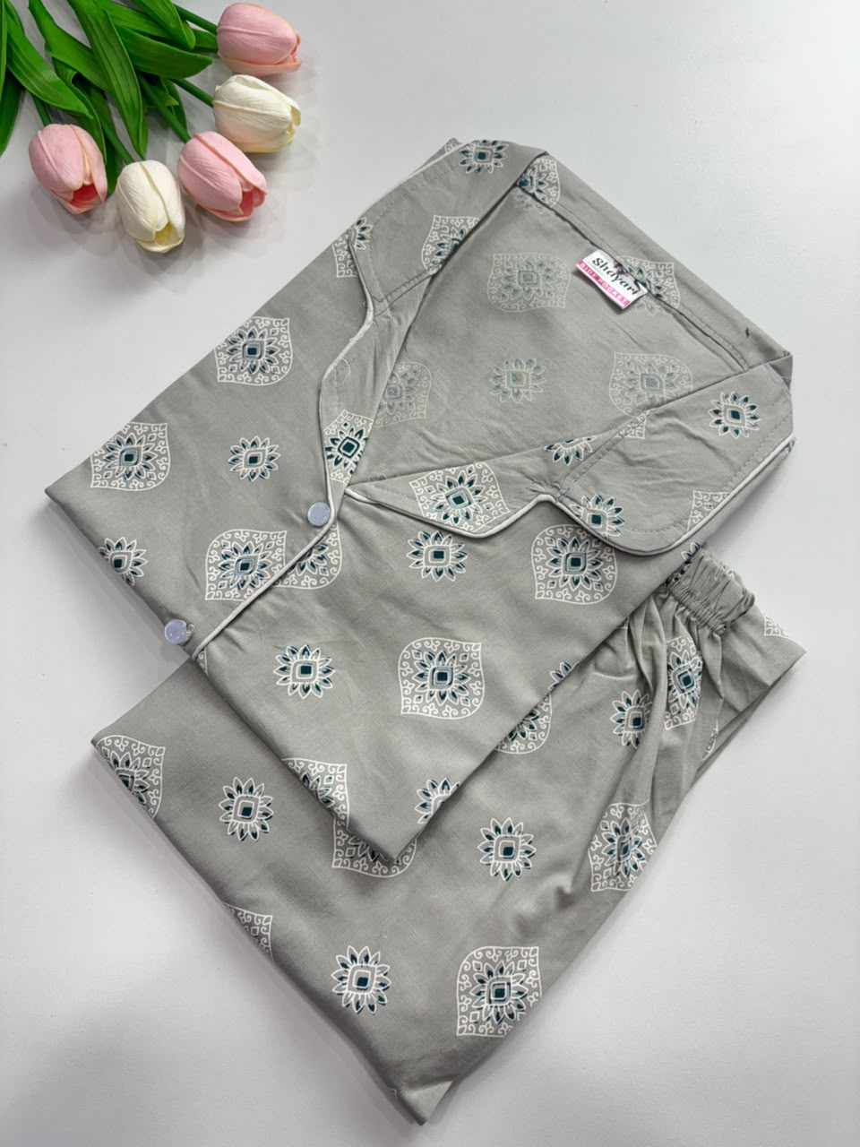 SS7942  Women’s Cotton Shirt and Pajama Set