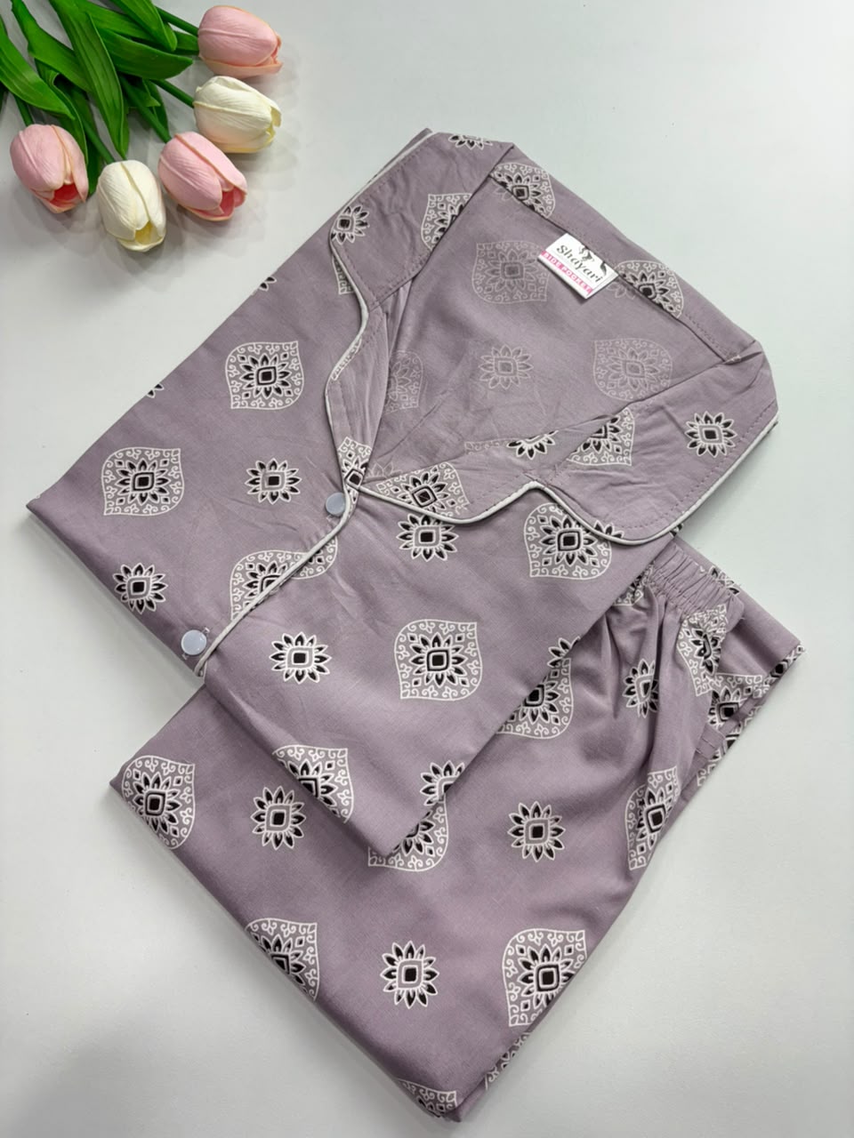 SS7944  Women’s Cotton Shirt and Pajama Set