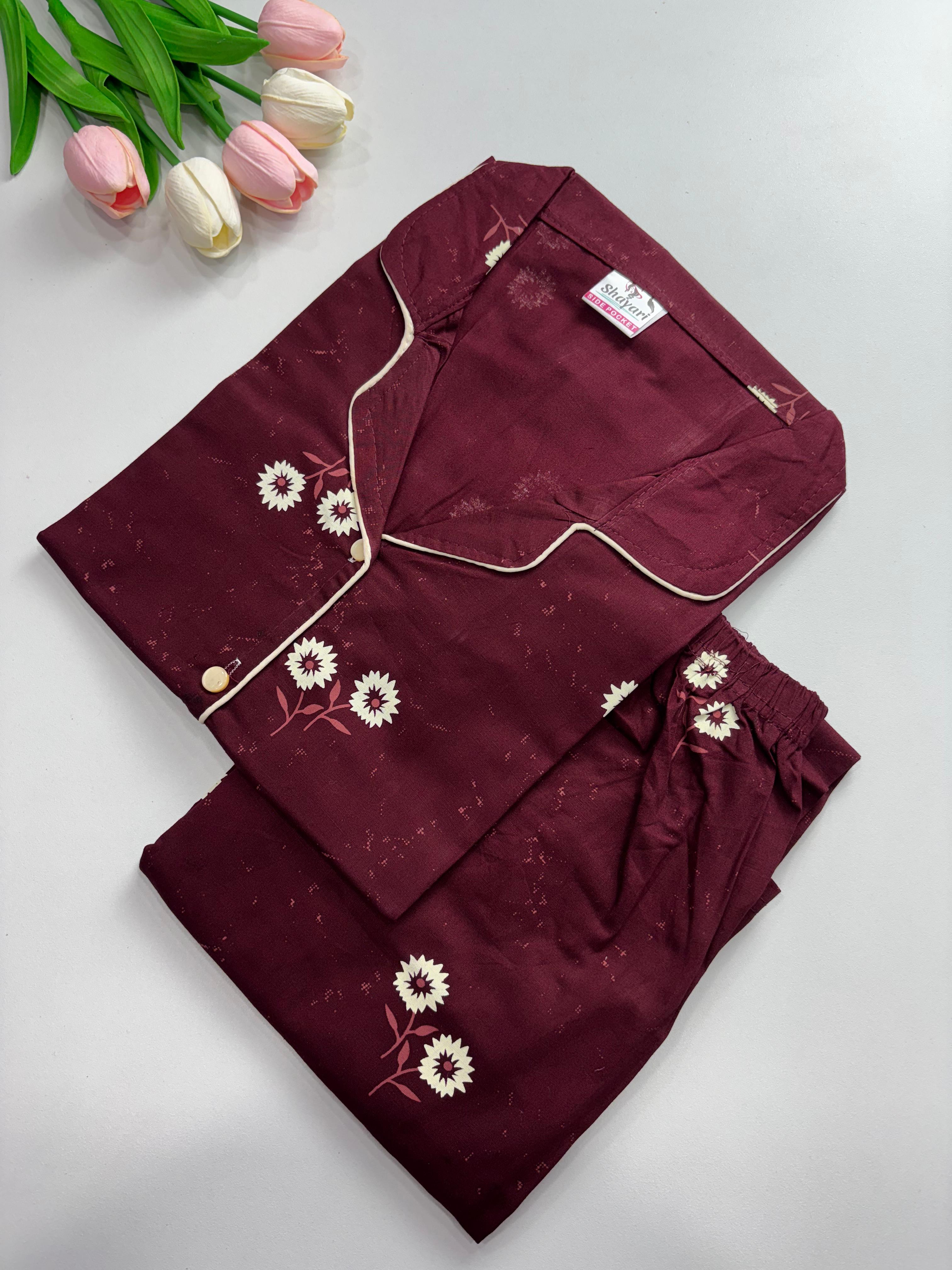 SS7947  Women’s Cotton Shirt and Pajama Set