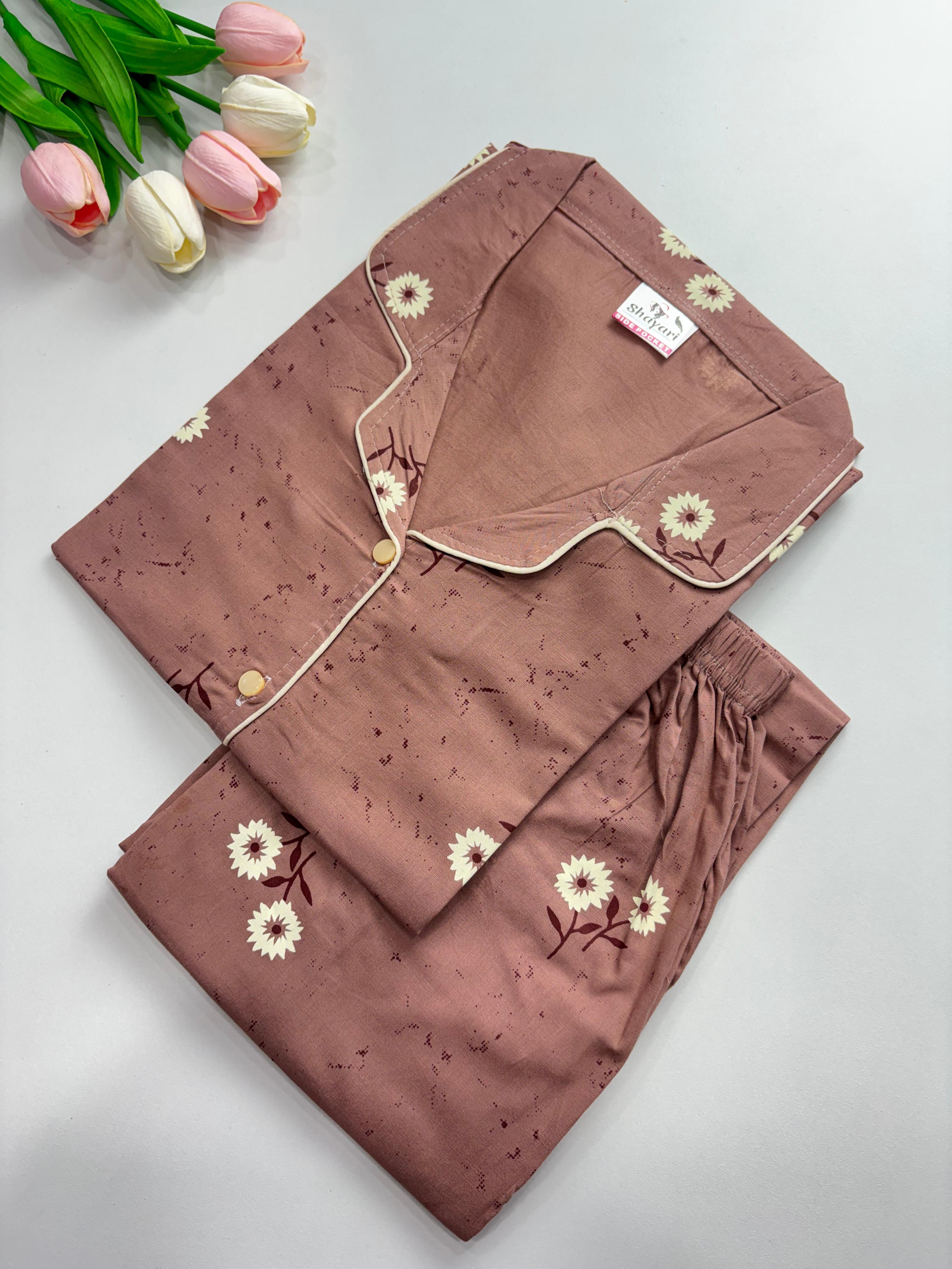 SS7949  Women’s Cotton Shirt and Pajama Set