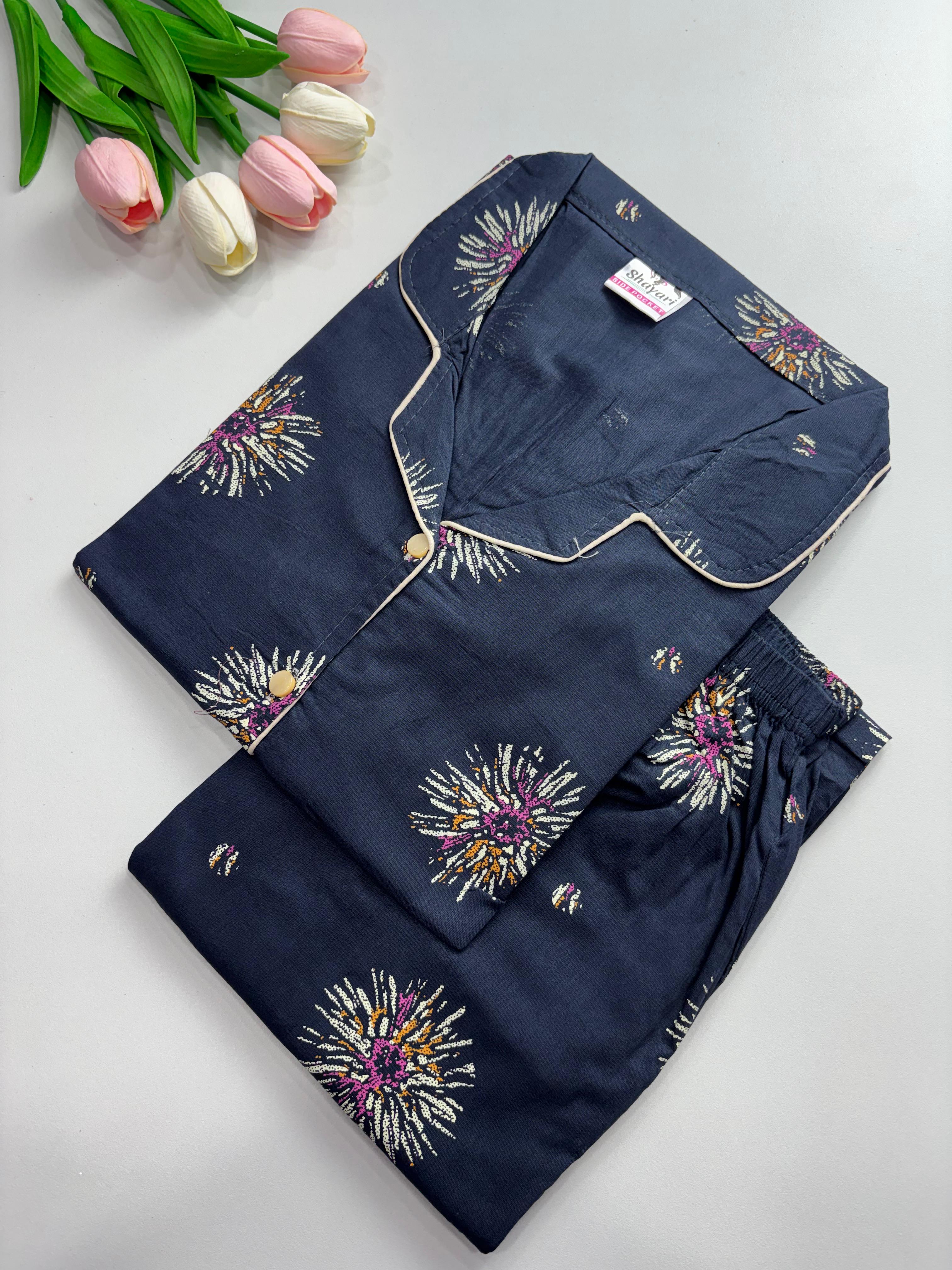 SS7954  Women’s Cotton Shirt and Pajama Set