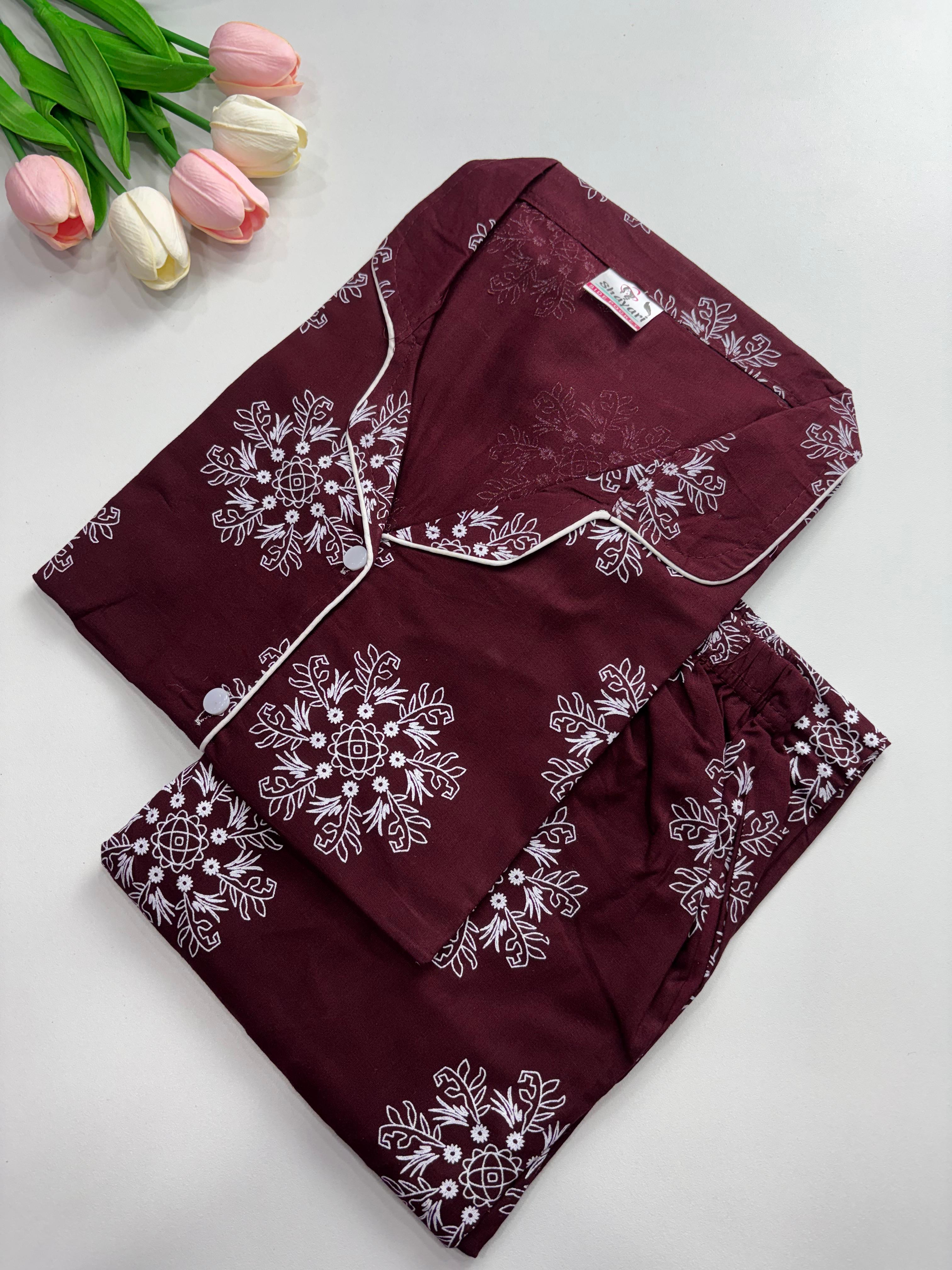 SS7955  Women’s Cotton Shirt and Pajama Set