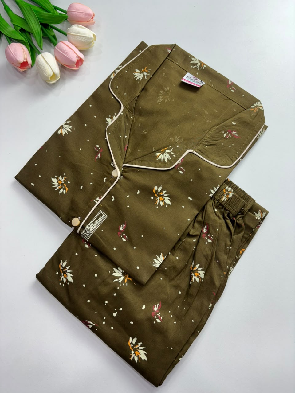 SS7961 Women’s Cotton Shirt and Pajama Set