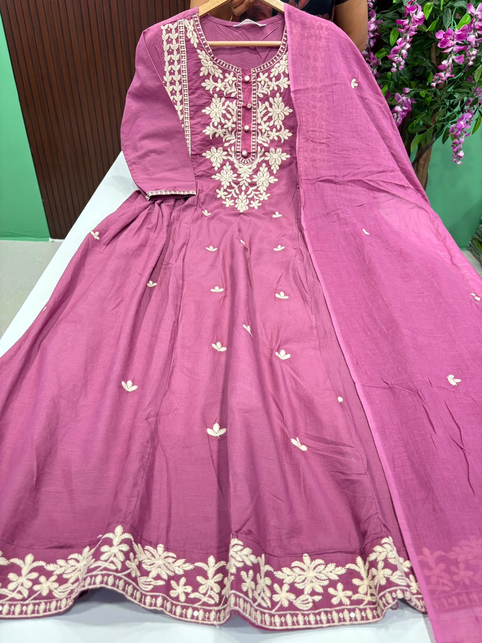 SS8006 Cotton Anarkali with Dupatta Set