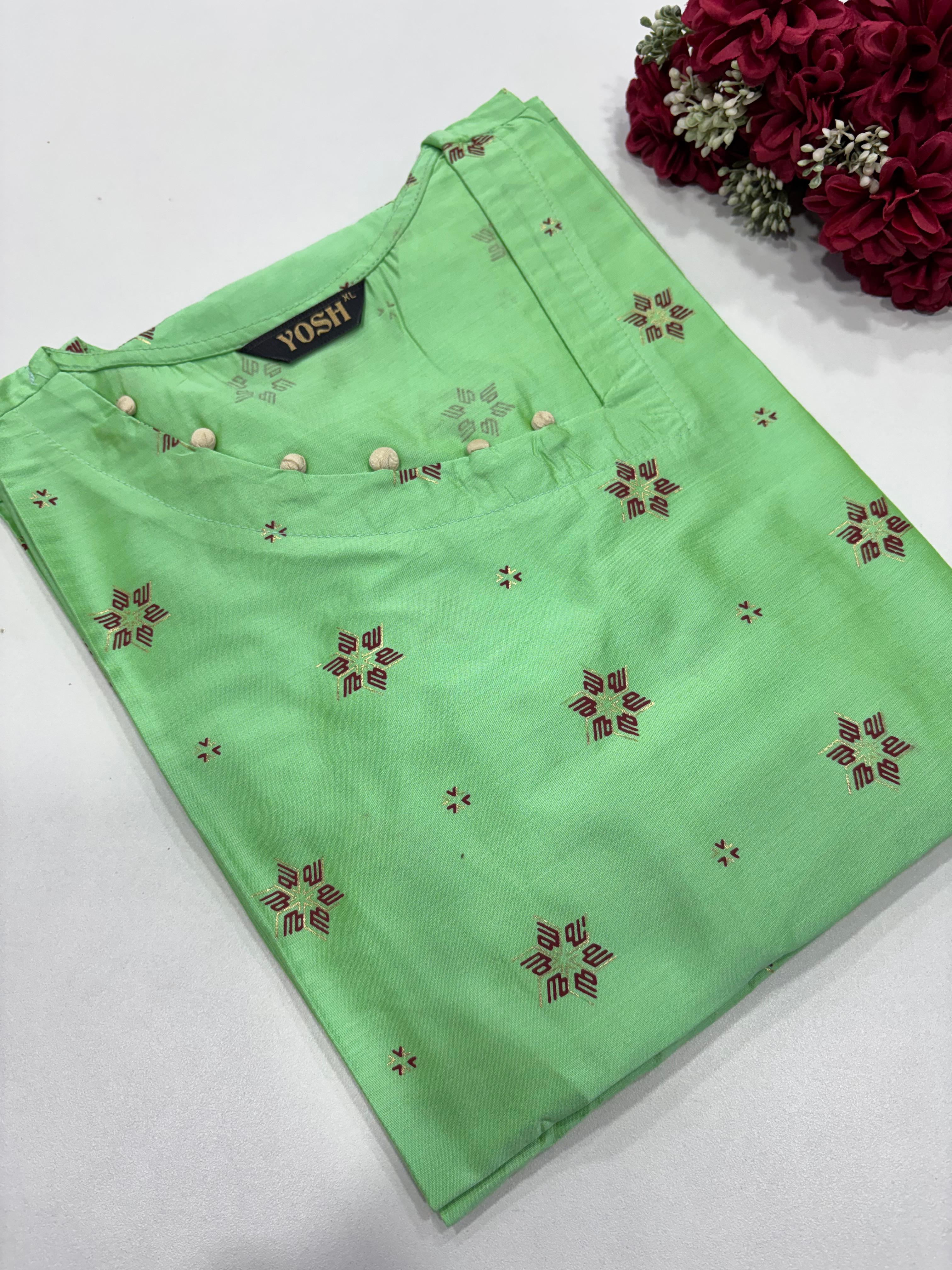 SS8117 Silk Printed Side Open Kurti