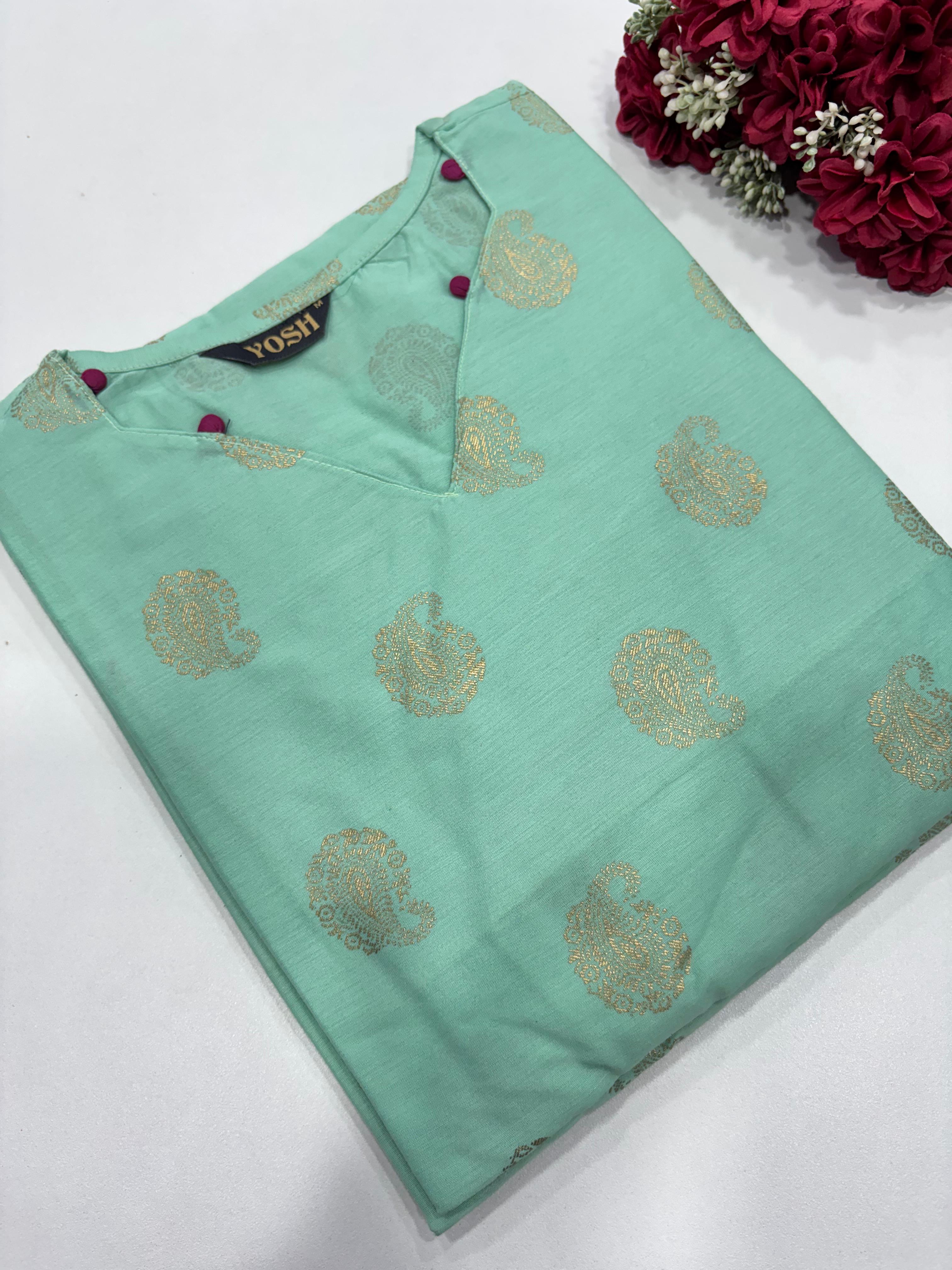 SS8106 Silk Printed Side Open Kurti