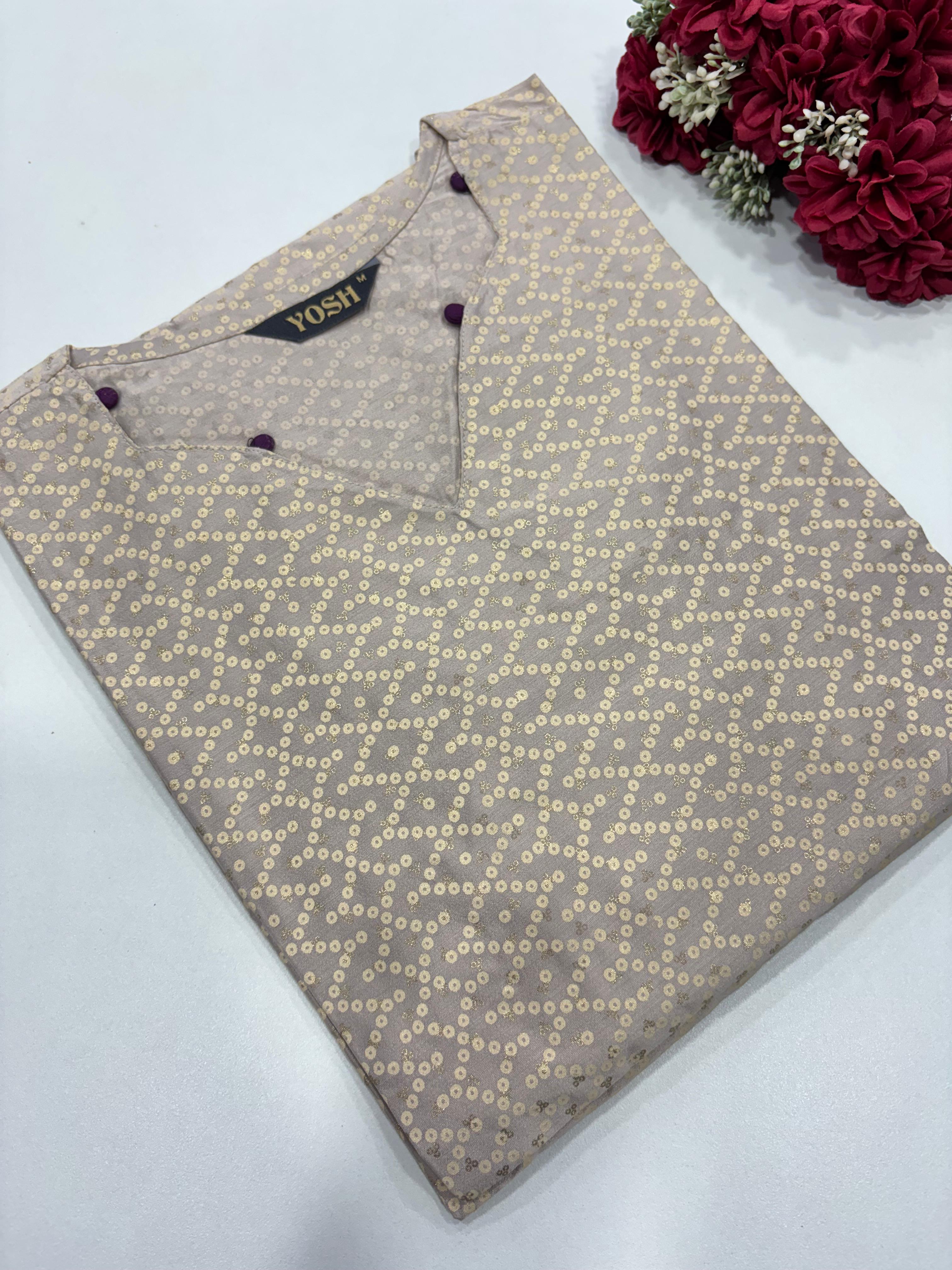 SS8108 Silk Printed Side Open Kurti