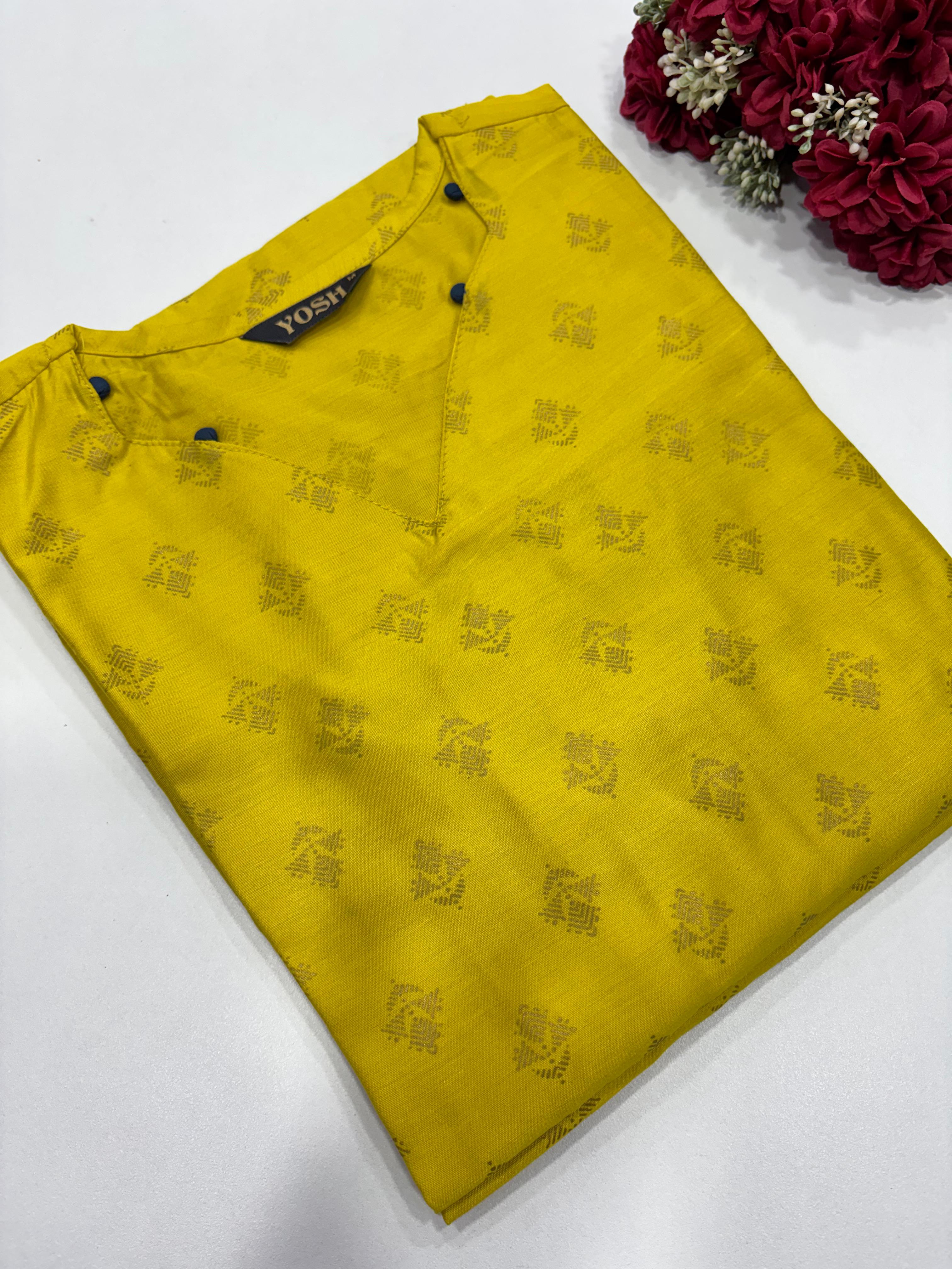 SS8107 Silk Printed Side Open Kurti