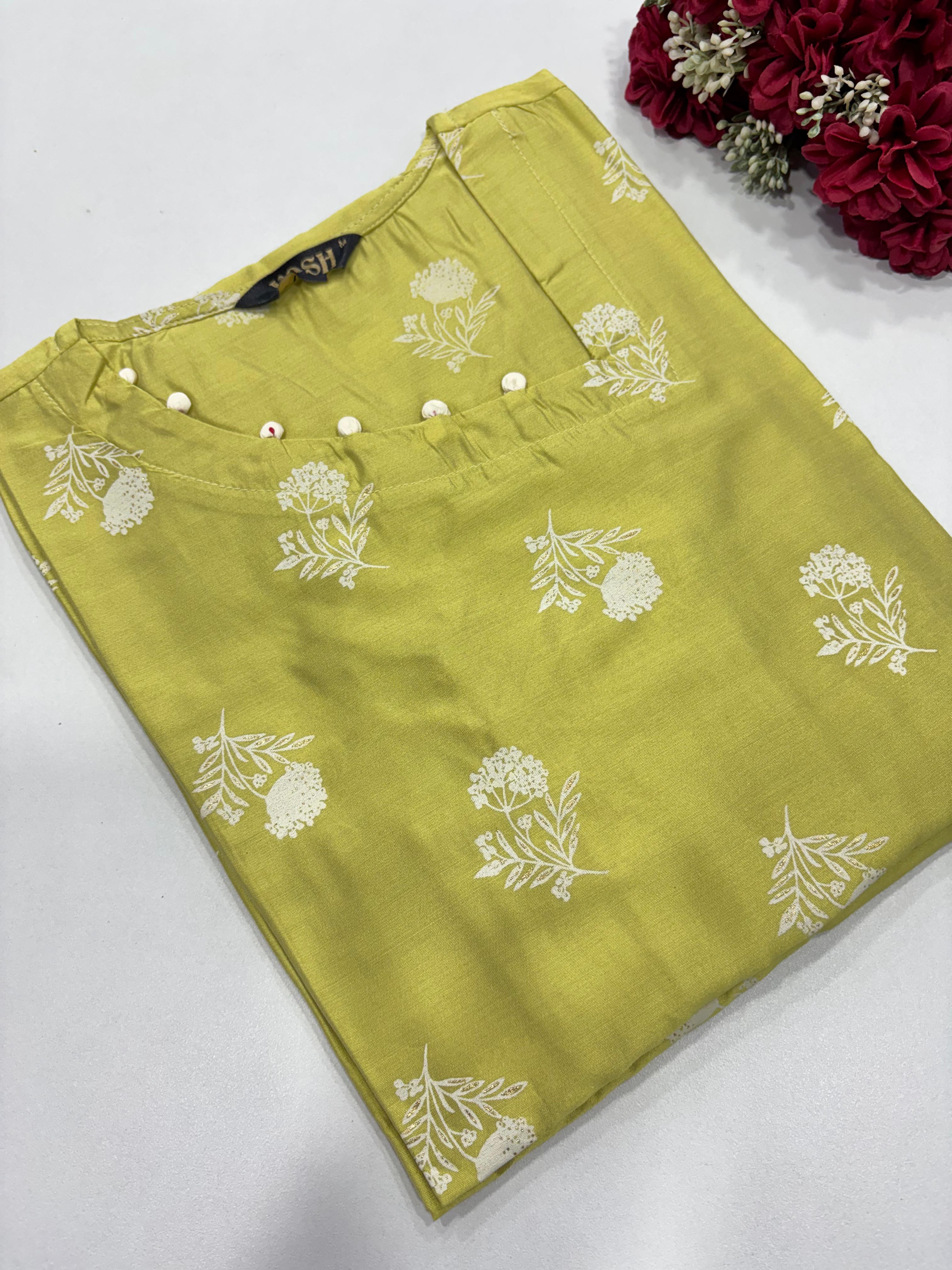 SS8111 Silk Printed Side Open Kurti