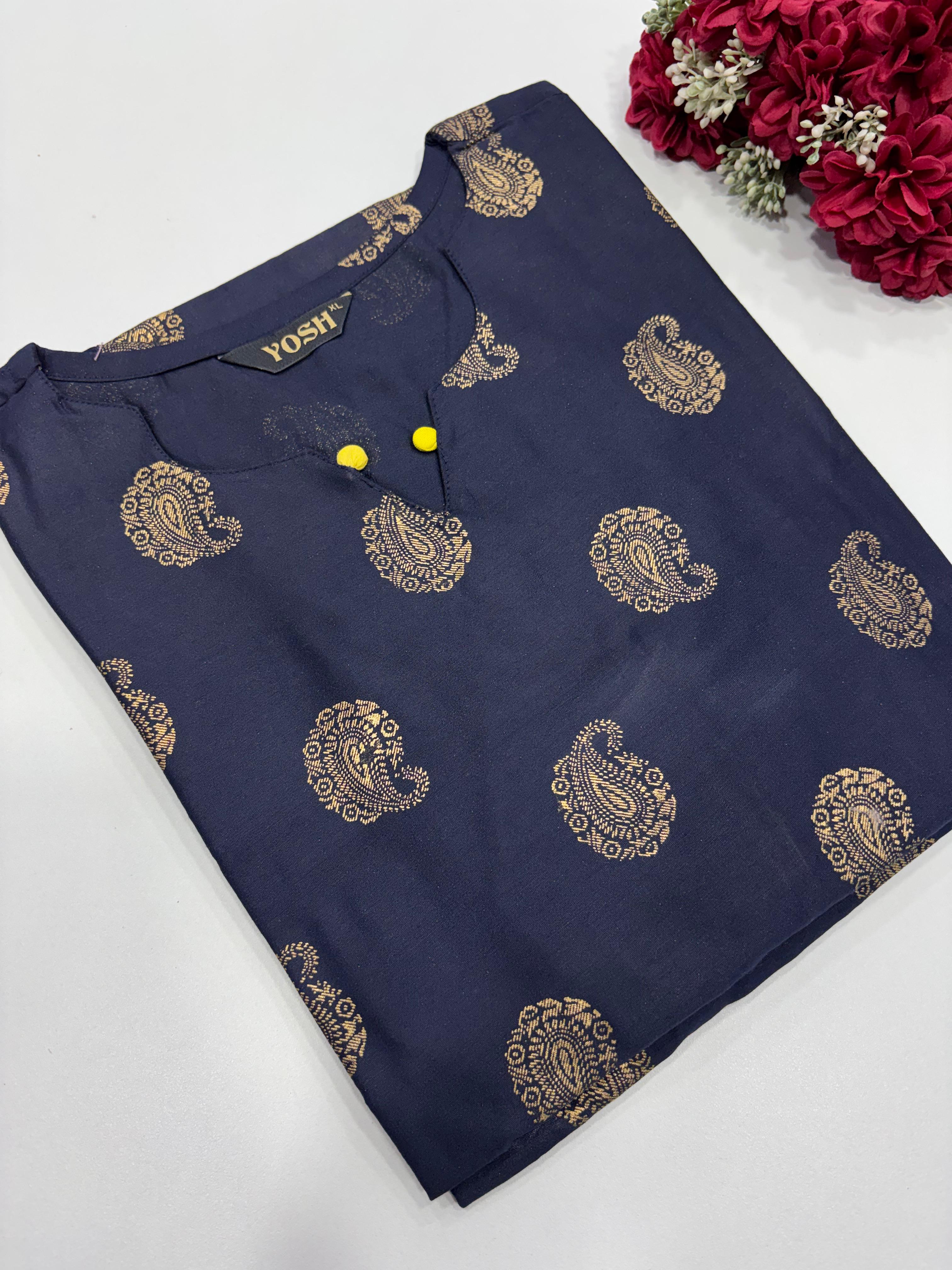 SS8109 Silk Printed Side Open Kurti