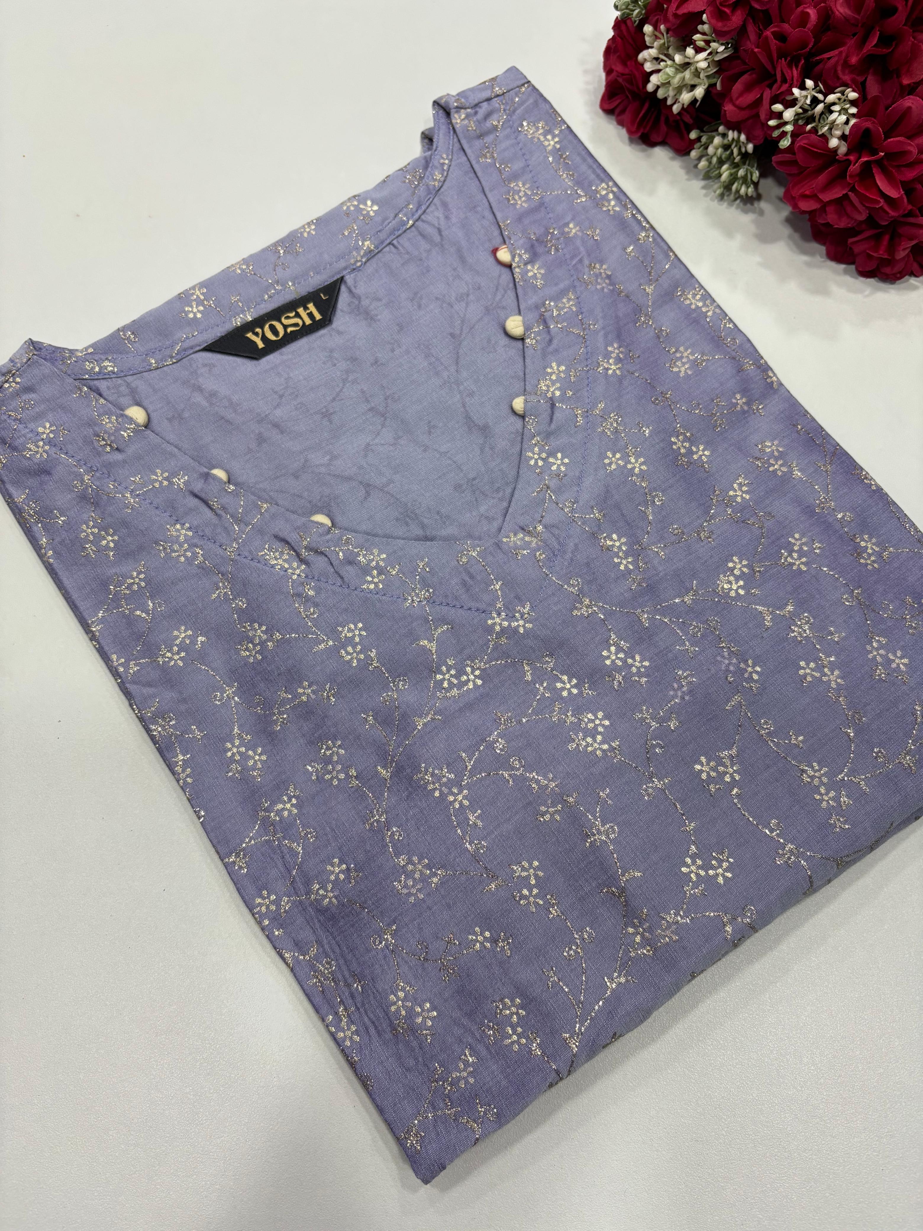SS8110 Silk Printed Side Open Kurti