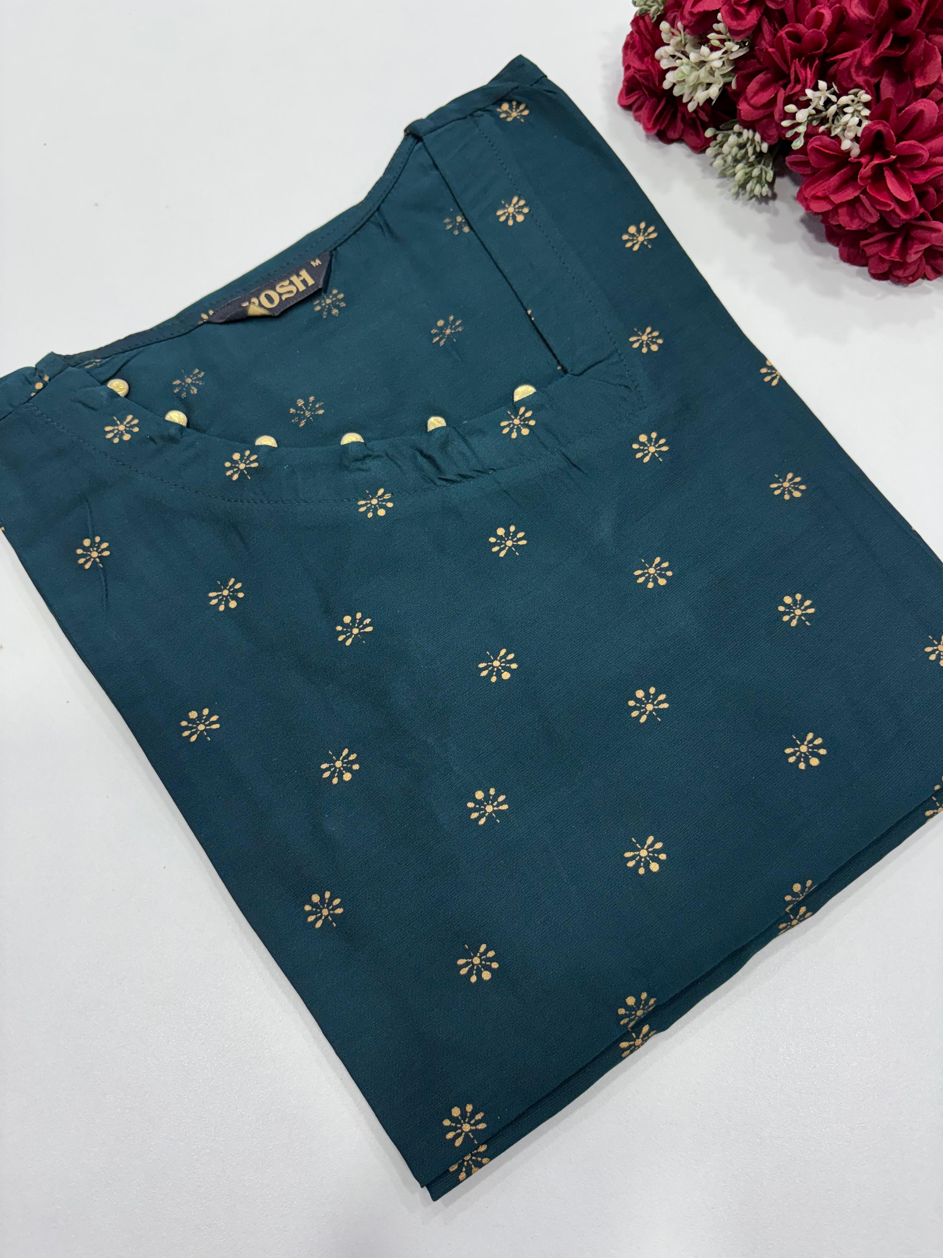 SS8112 Silk Printed Side Open Kurti