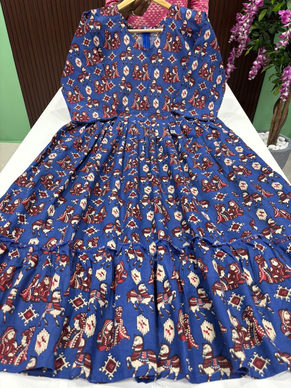 SS8128 Kalamkari Printed Cotton Frock