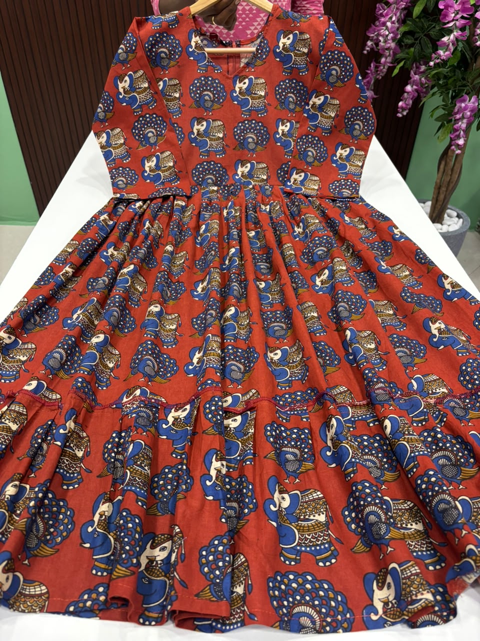SS8127 Kalamkari Printed Cotton Frock