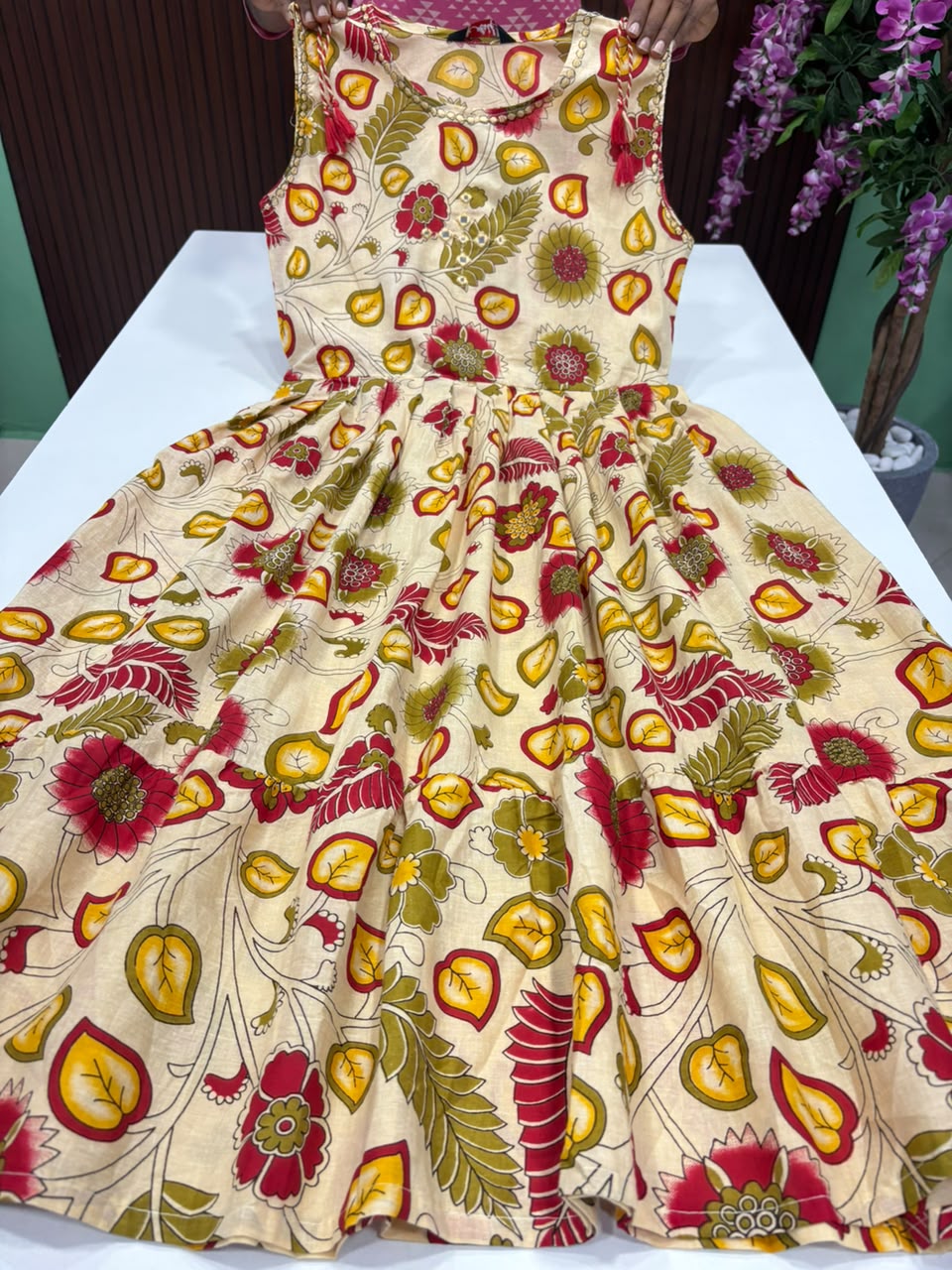 SS8130 Kalamkari Printed Cotton Frock