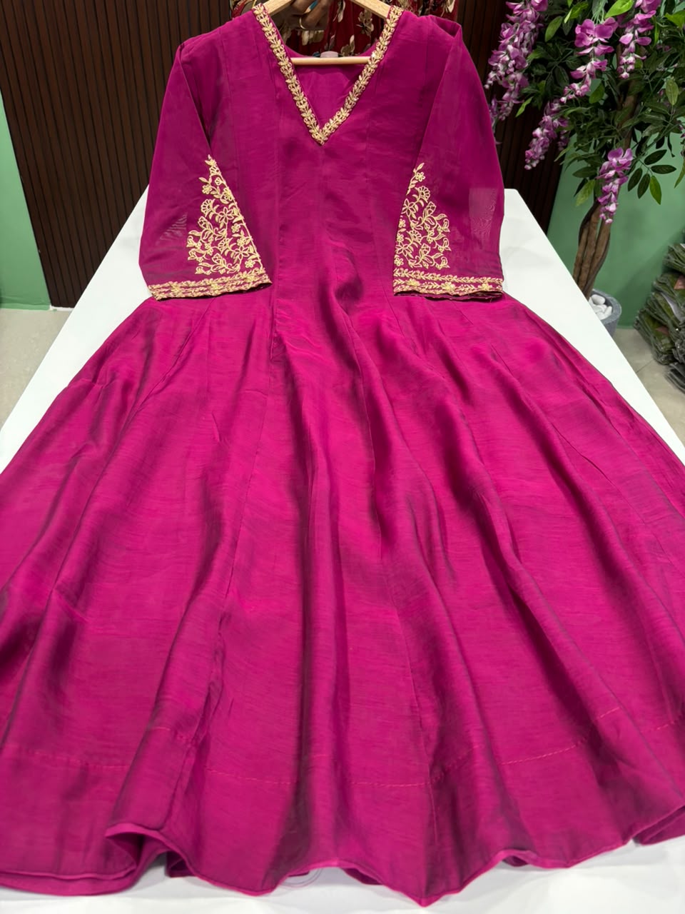 SS8217 Mul Chanderi Flared Anarkali