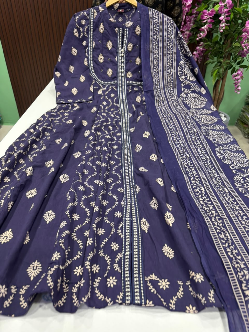 SS8246 Premium Cotton Anarkali with Dupatta Set