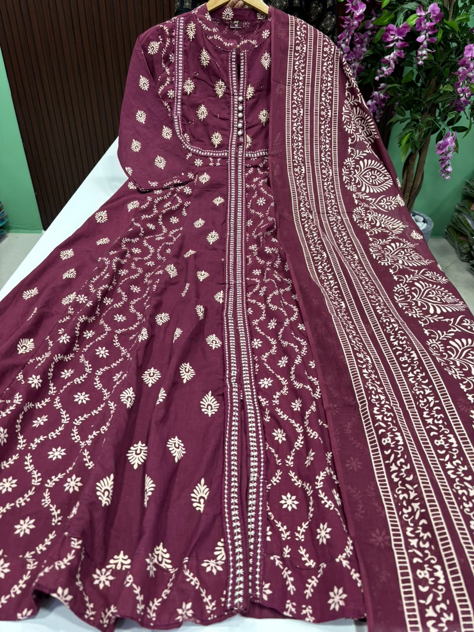 SS8245 Premium Cotton Anarkali with Dupatta Set
