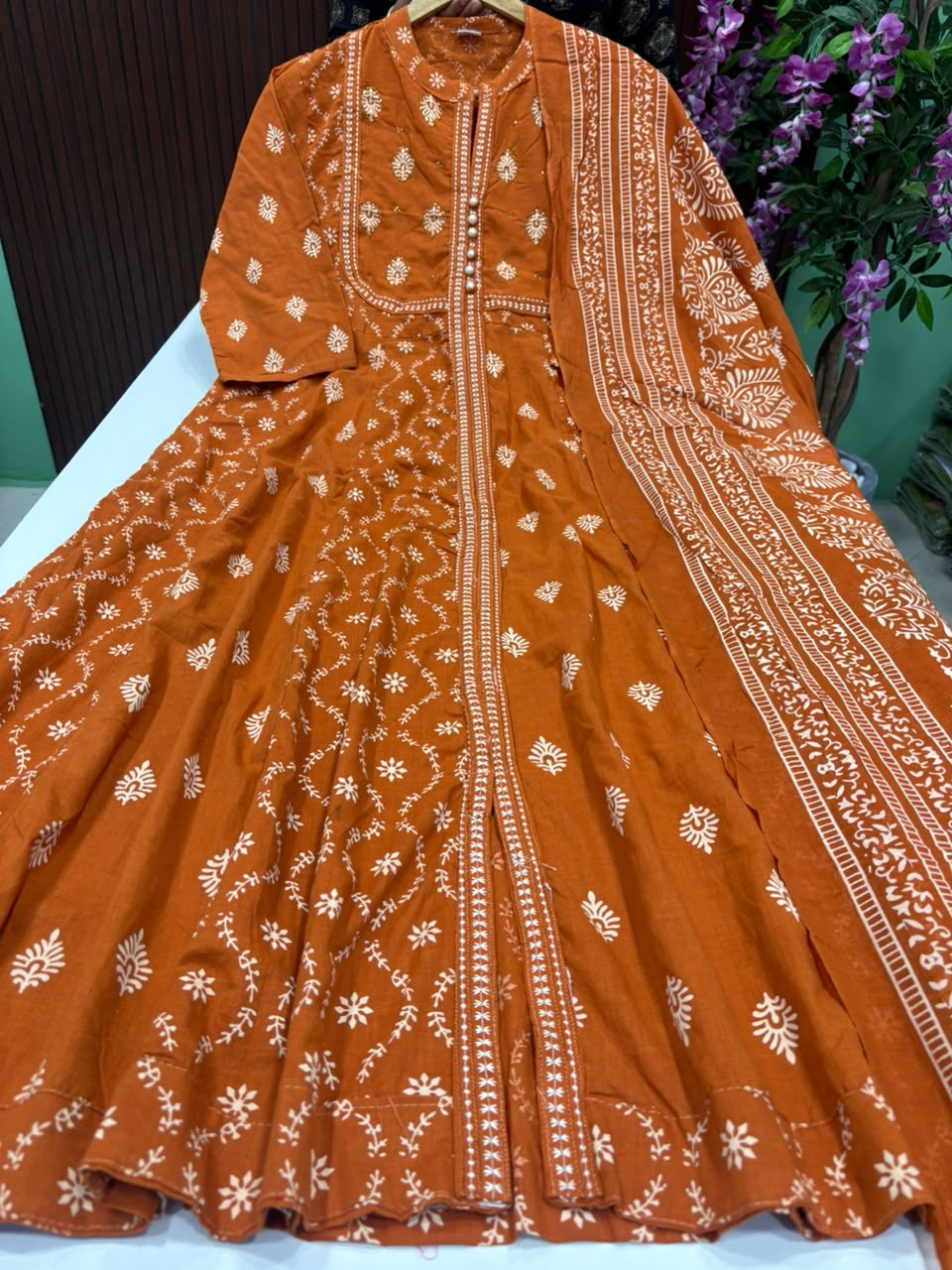 SS8247 Premium Cotton Anarkali with Dupatta Set