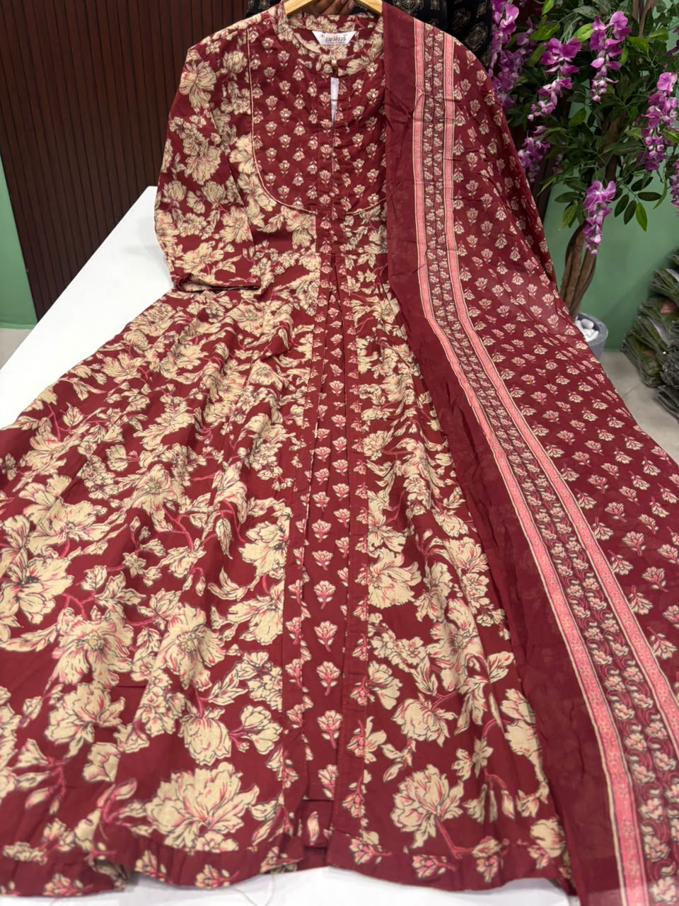 SS8248 Premium Cotton Anarkali with Dupatta Set