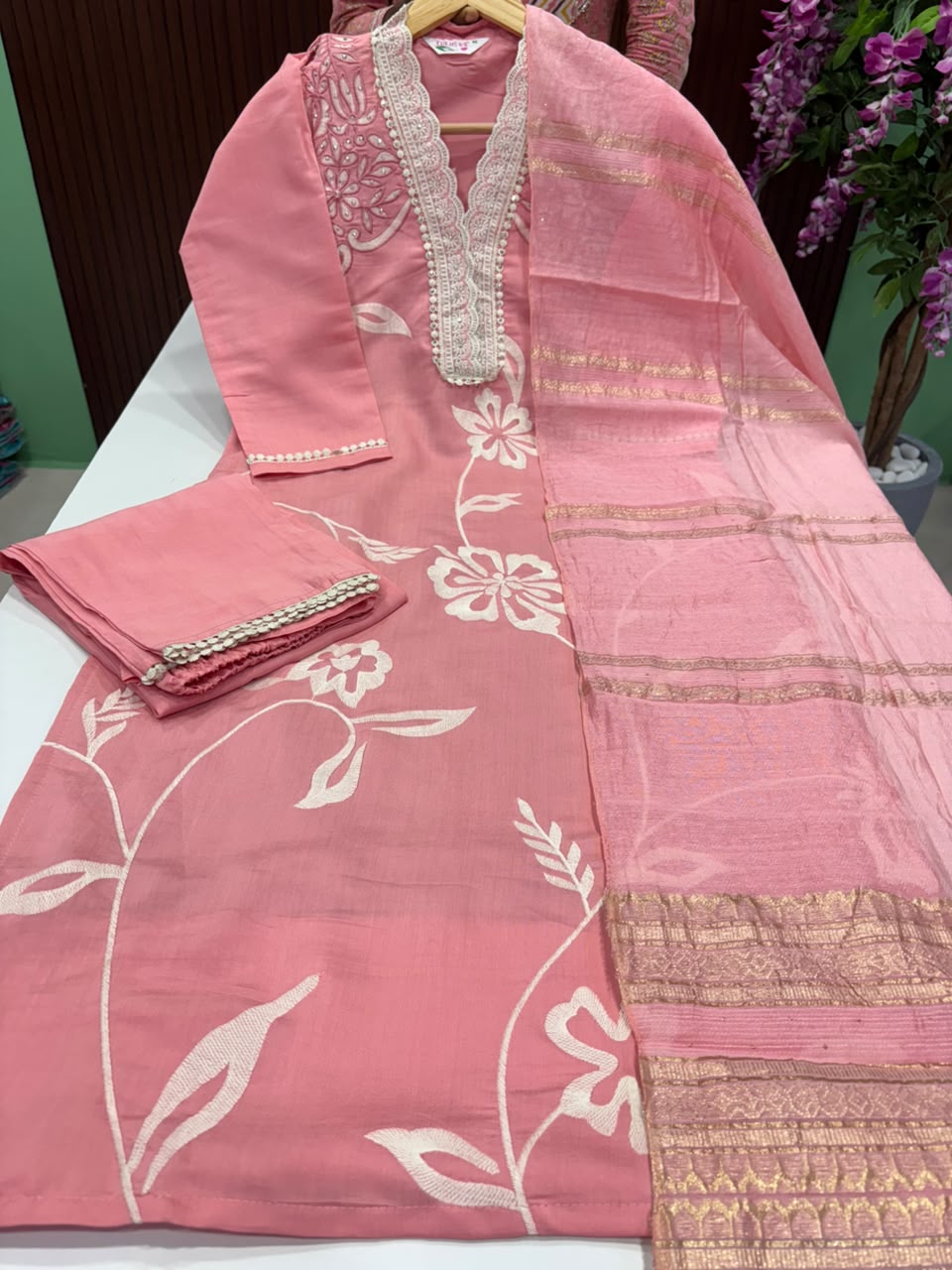 SS8269 Roman Silk Kurti With Pant & Dupatta Set